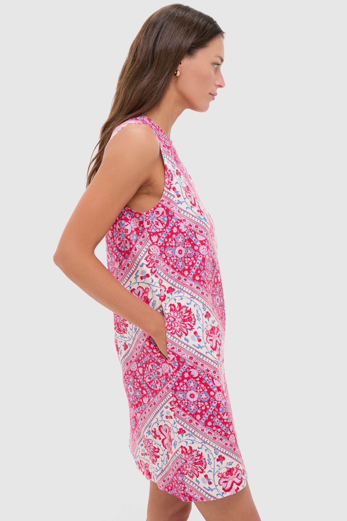 Cerise Chevron Cotton Marlowe Dress-Get Girly