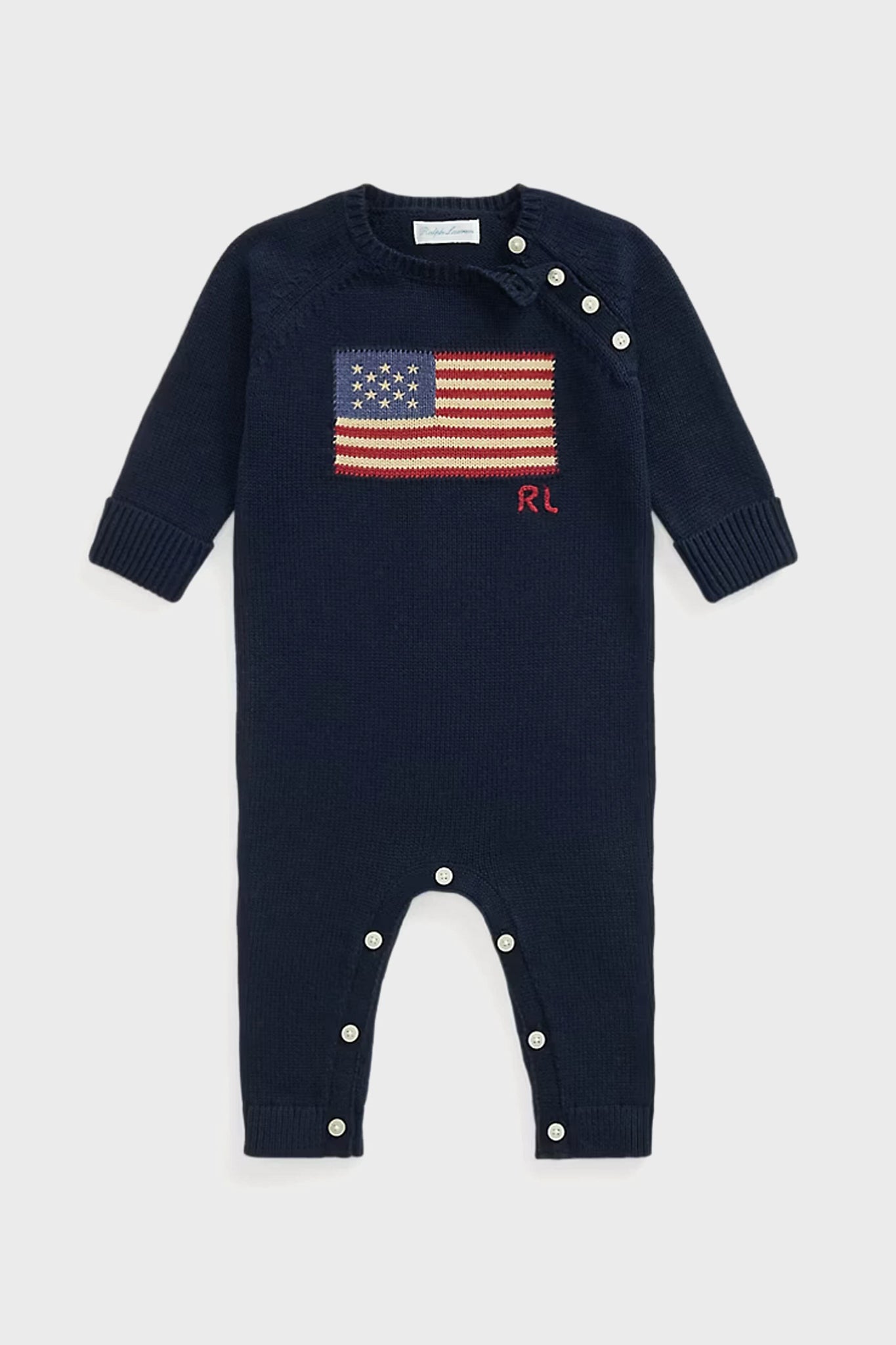 Baby Long-Sleeve Flag Sweater Coverall-Get Girly