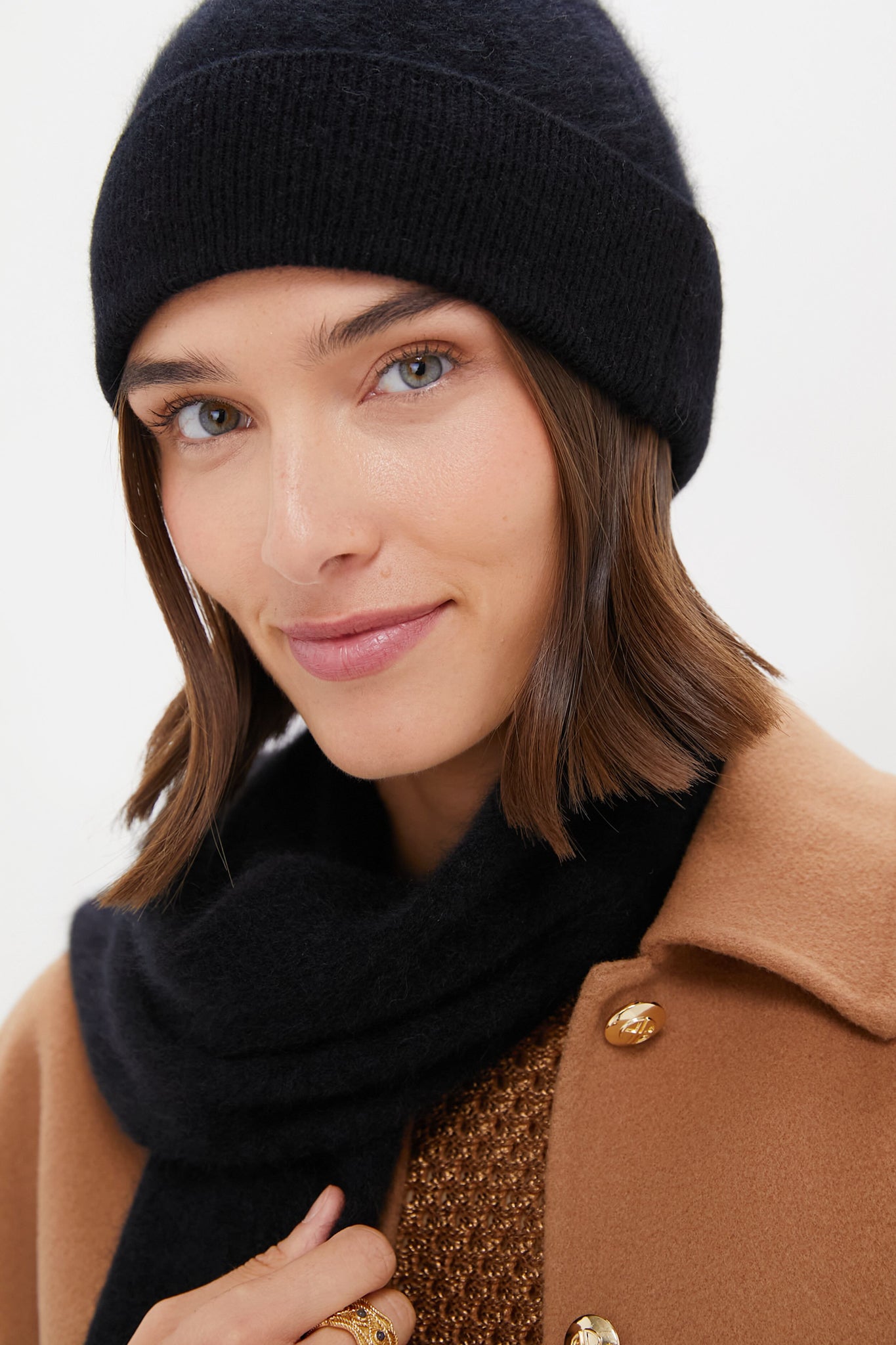 Black Cashmere Hat and Scarf Set-Get Girly