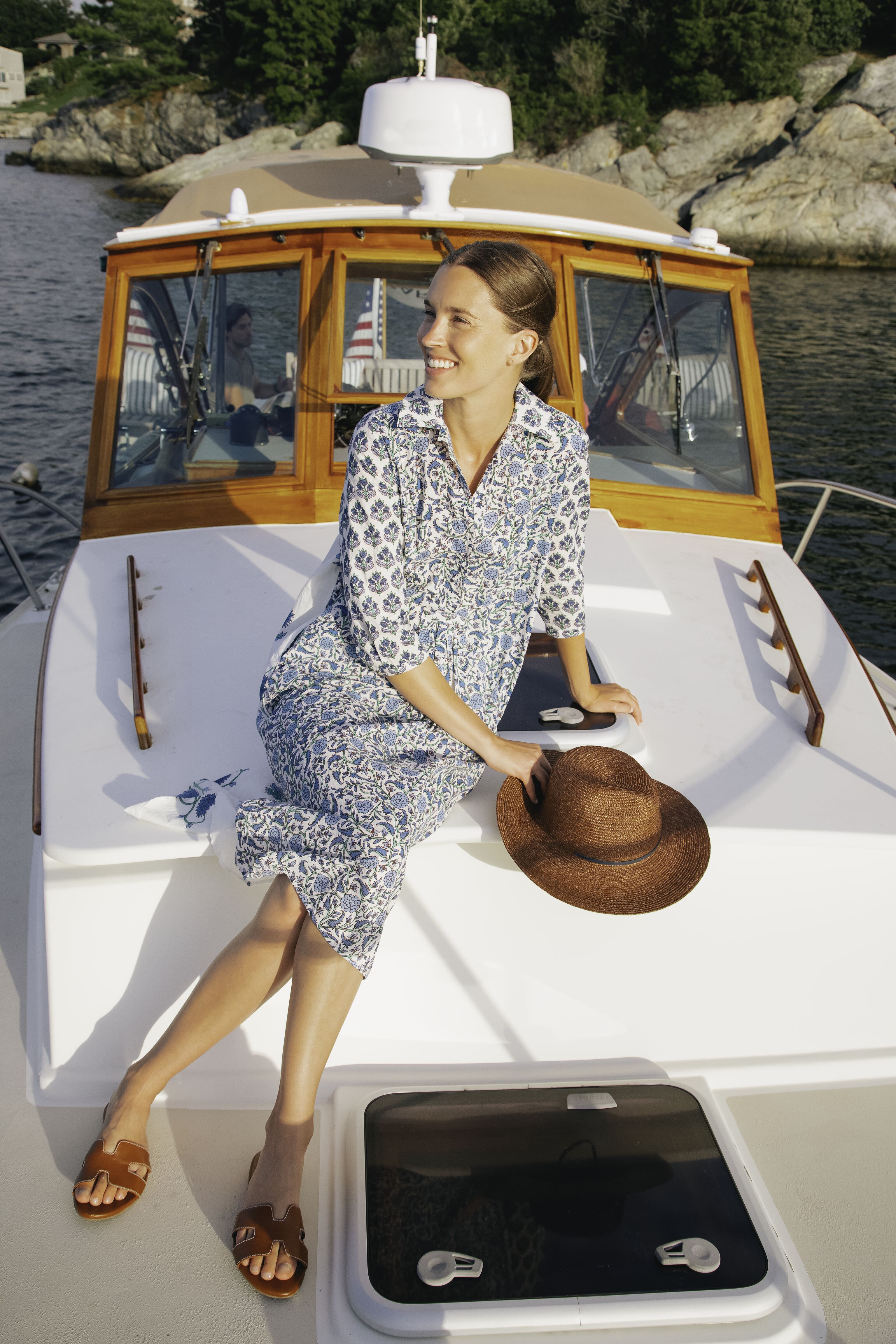 Brown And Navy Marseille Hat-Get Girly