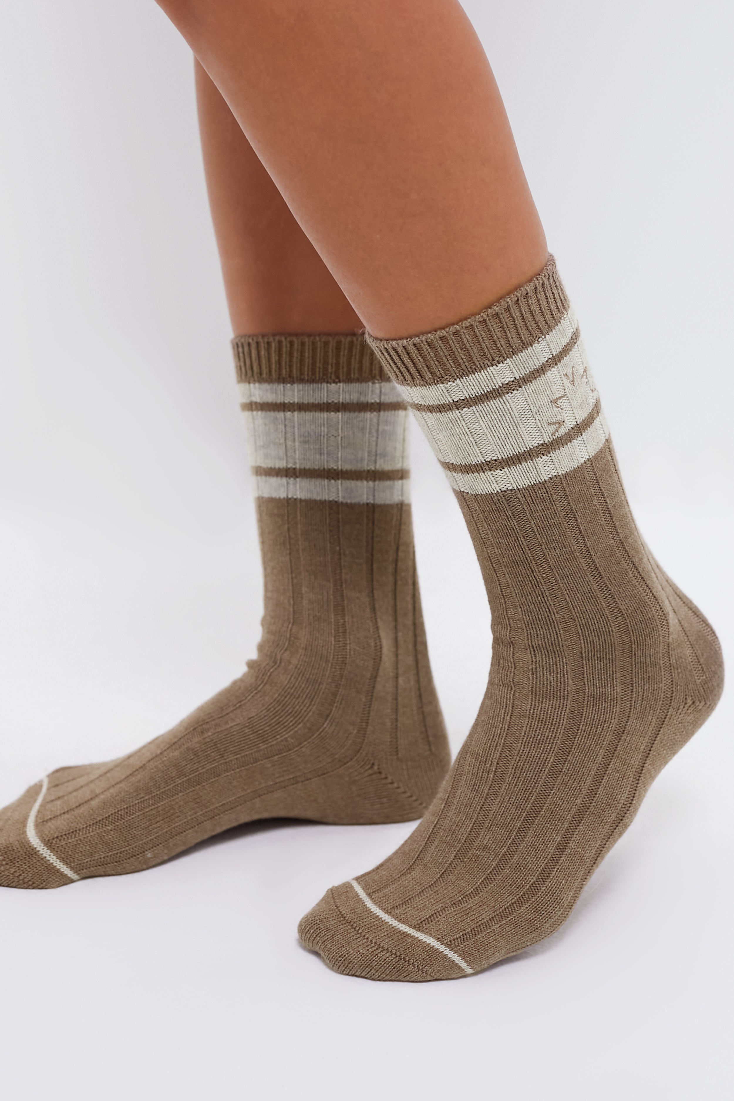 Mink Taupe Marl Malissa Plush Wide Rib Sock-Get Girly