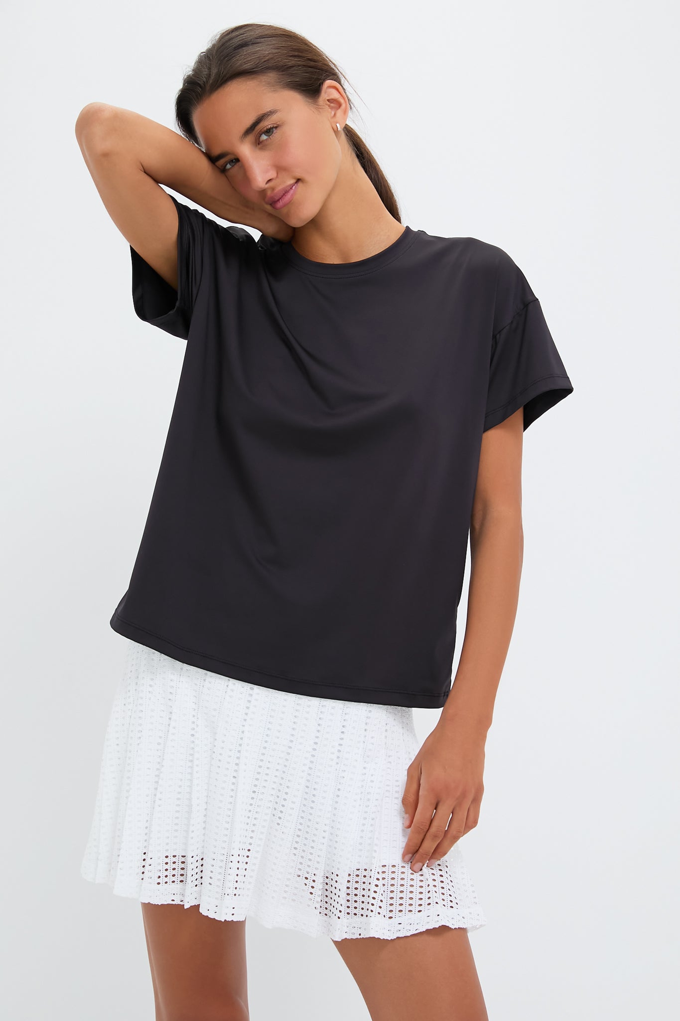 Black Short Sleeve Performance Jersey Ryan Boyfriend Tee-Get Girly