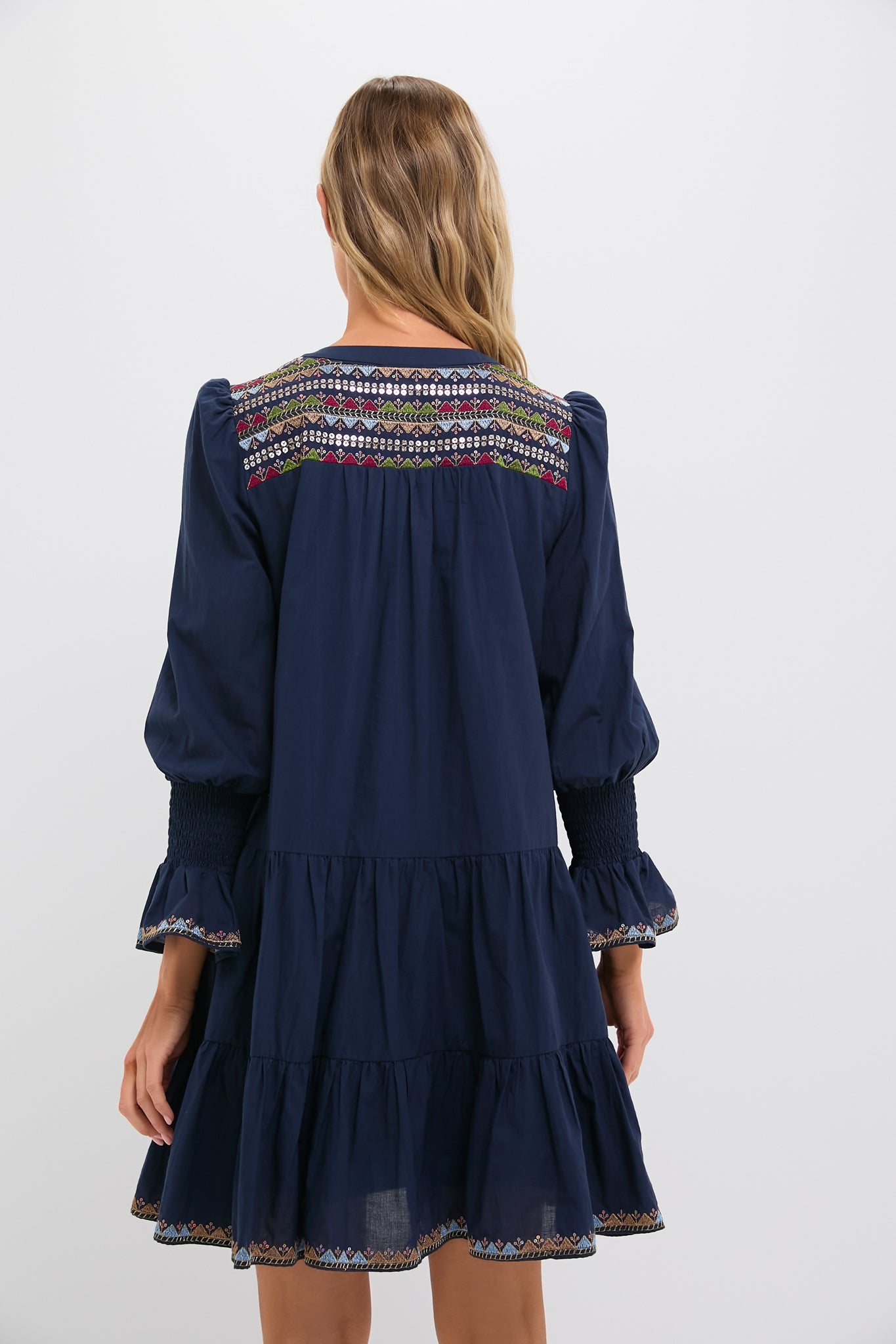 Navy Embroidered Sequin Kenzo Dress-Get Girly