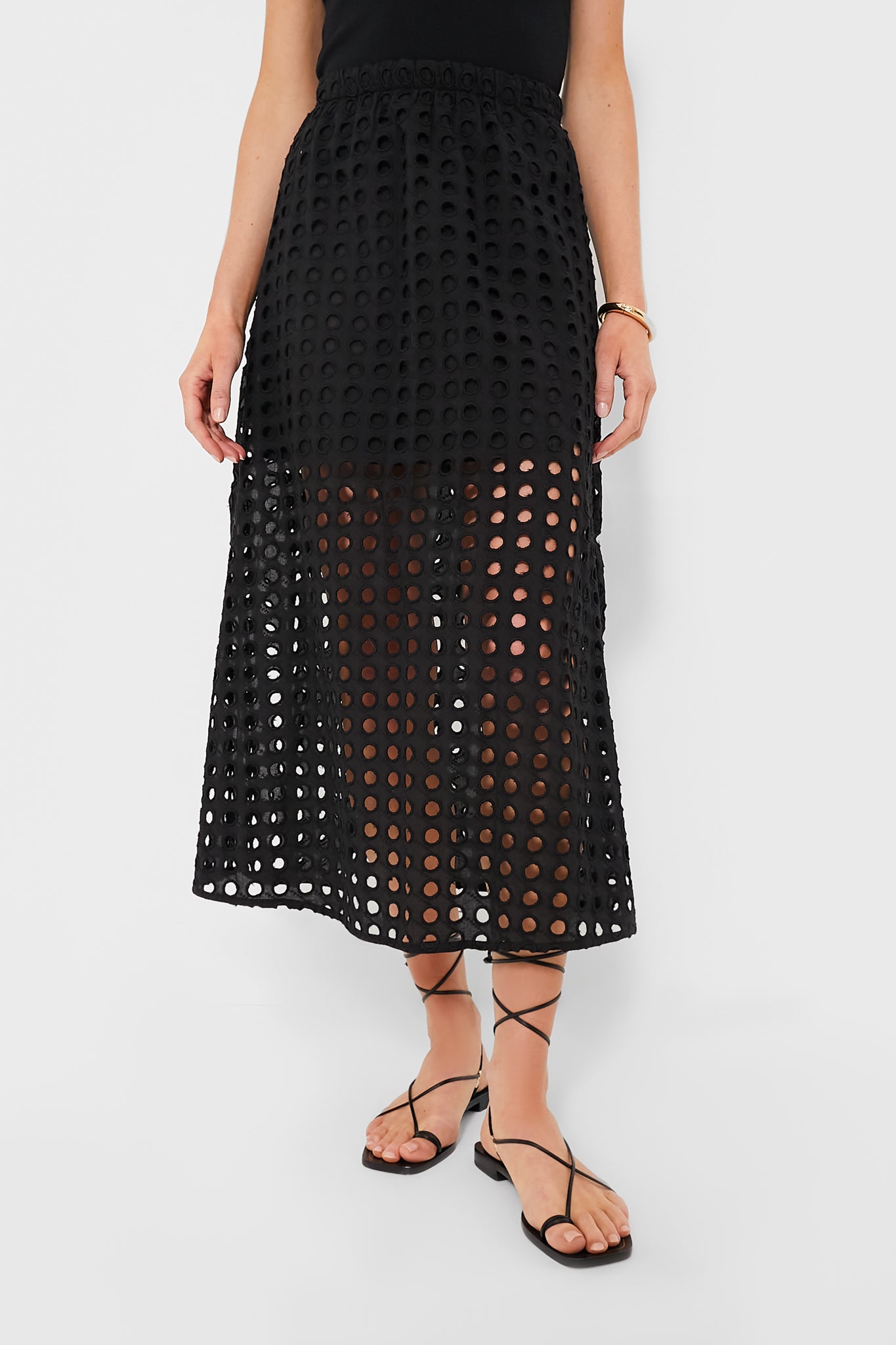 Black Cotton Eyelet Eve Skirt-Get Girly