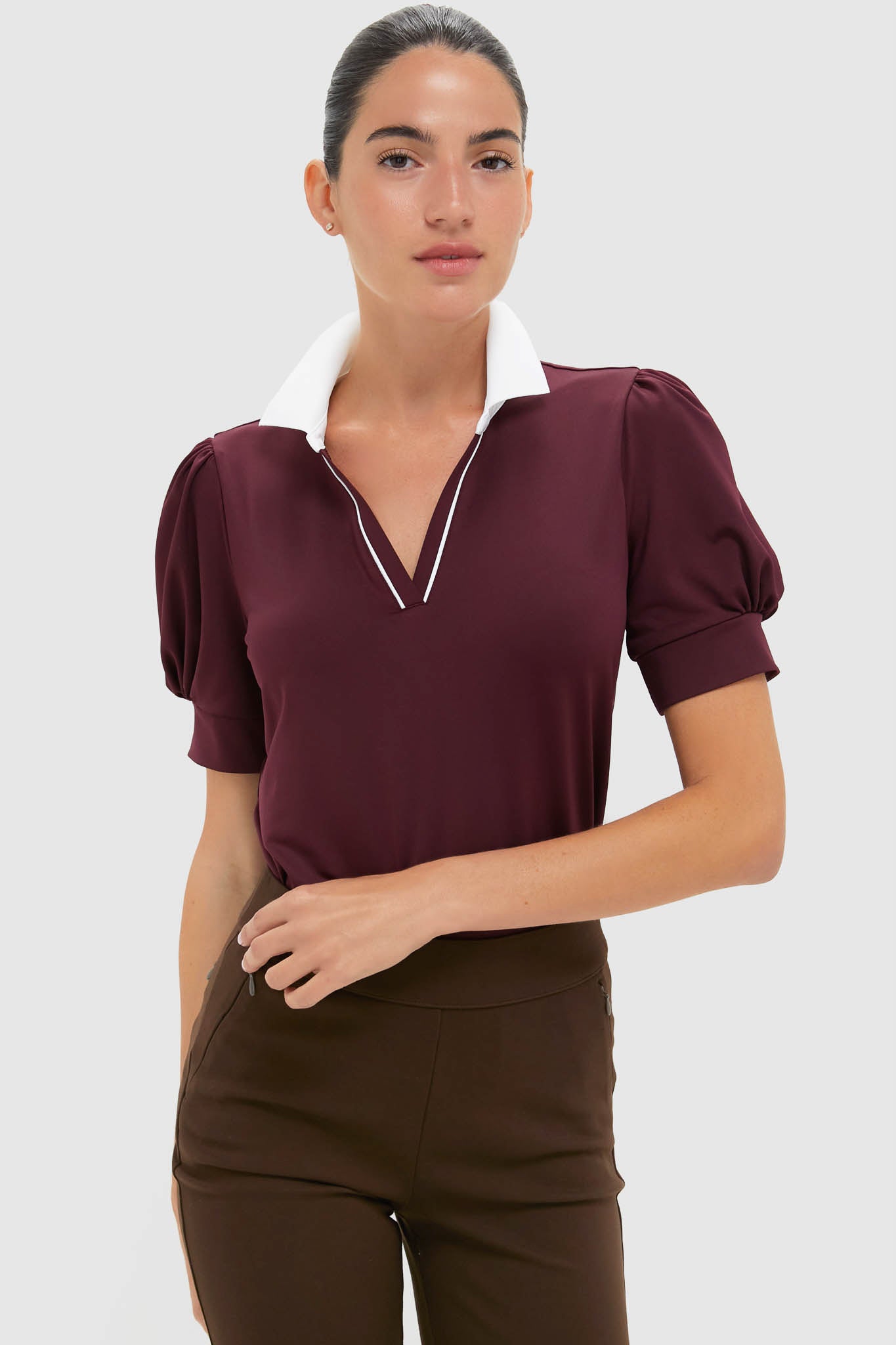 Winetasting Puff Sleeve Performance Jersey Caroline Polo-Get Girly