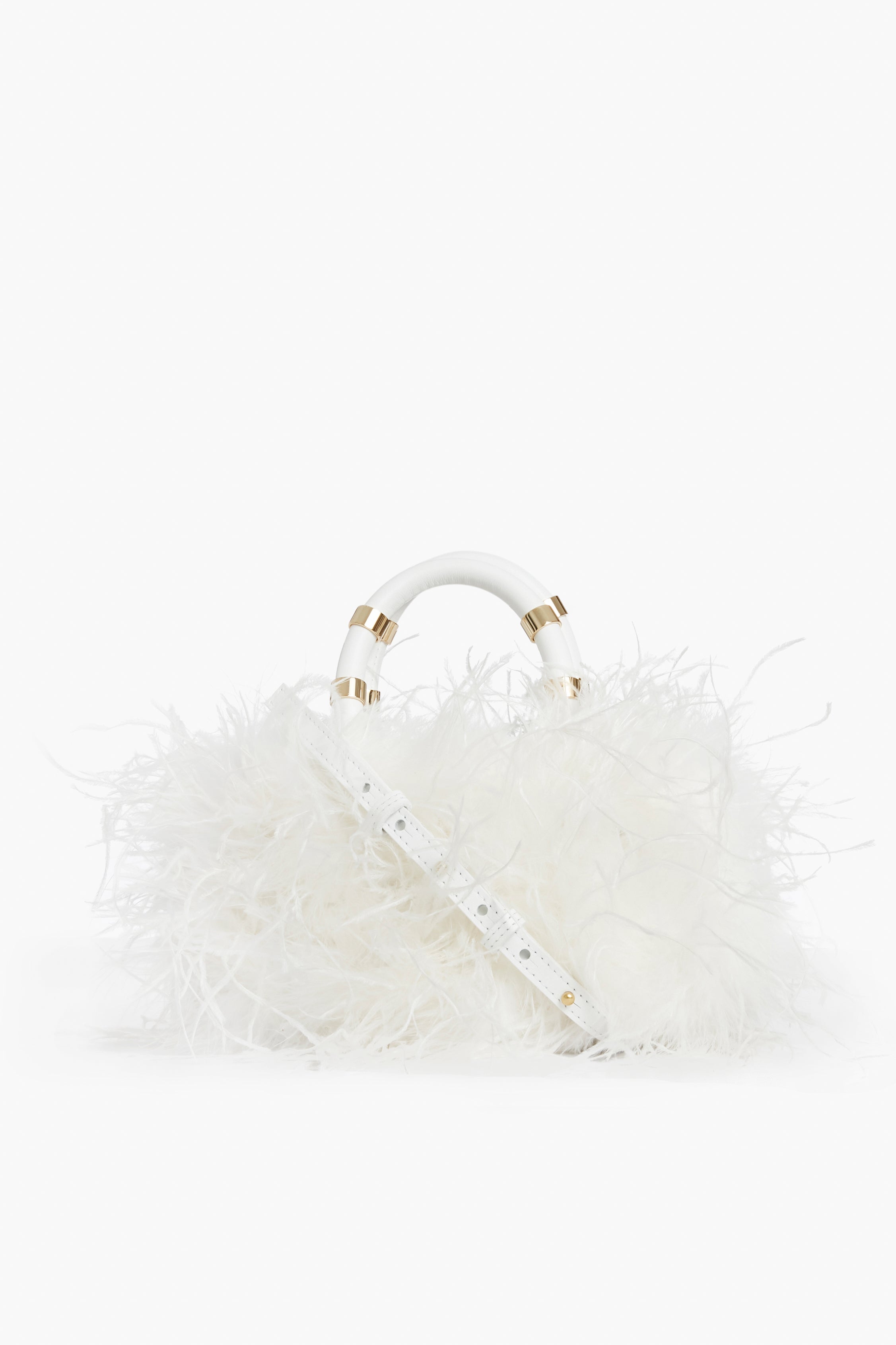 White Emily Feather Bag-Get Girly