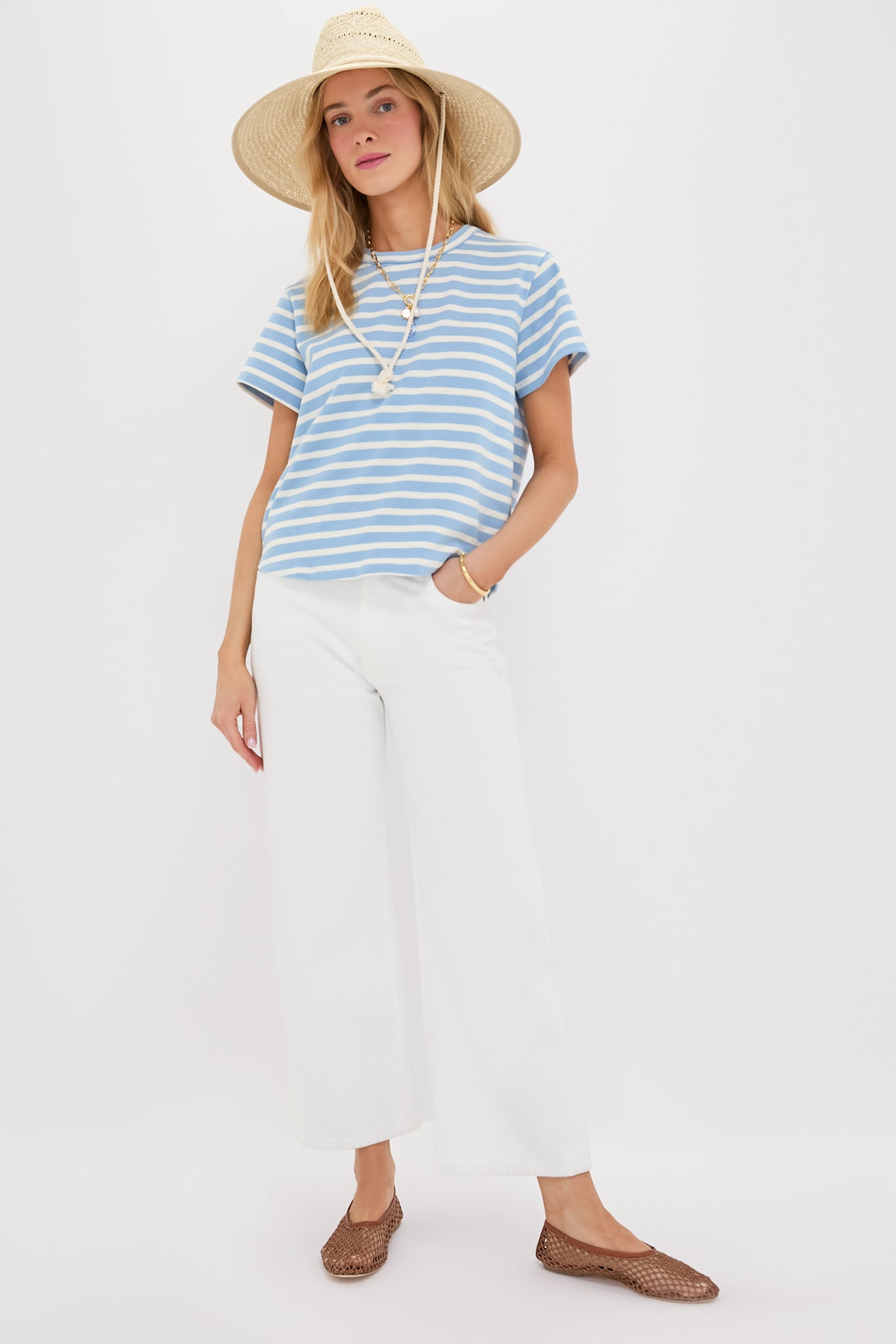 Light Blue Stripe Parker Classic Tee-Get Girly