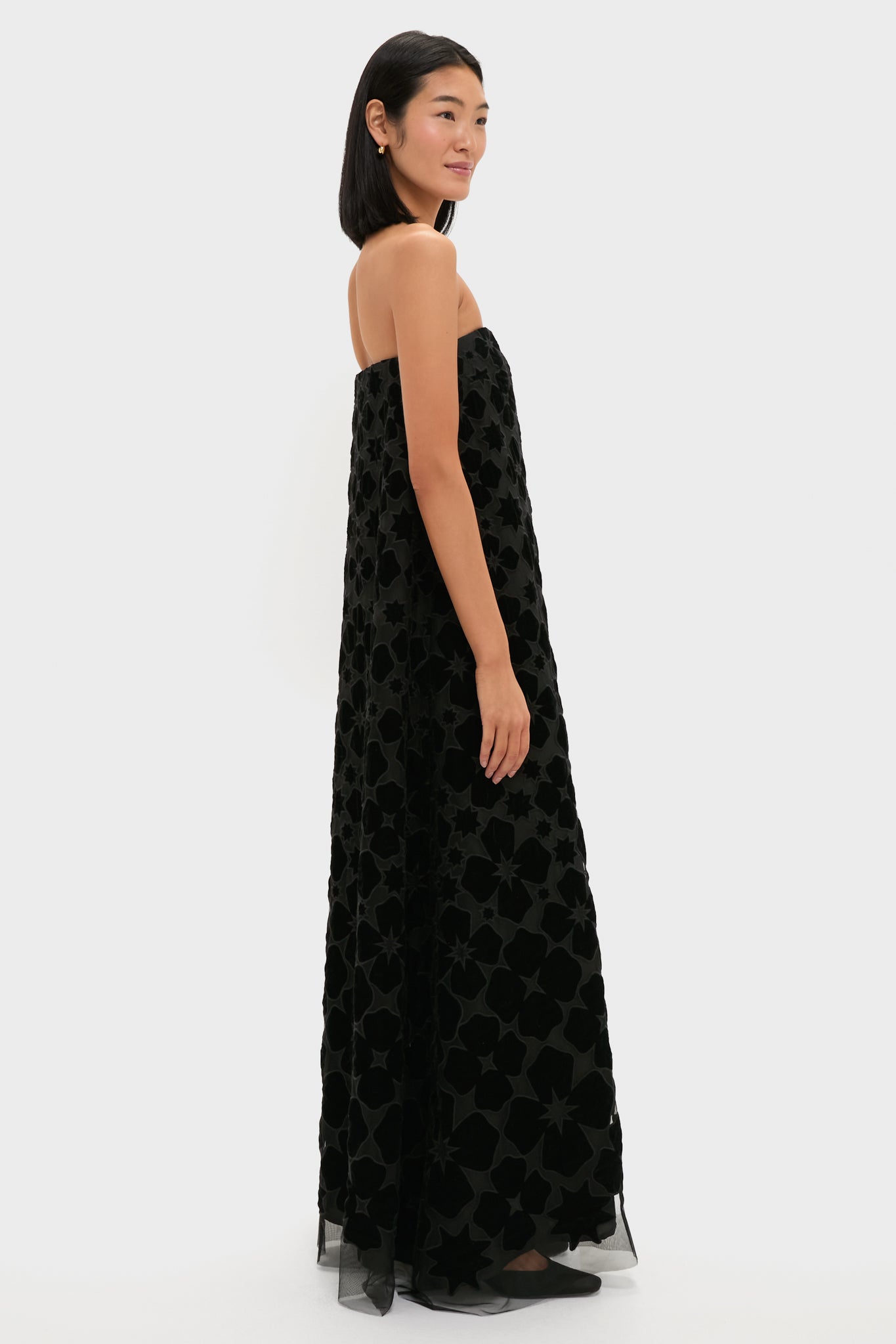 Black Burnout Velvet Genevieve Gown-Get Girly