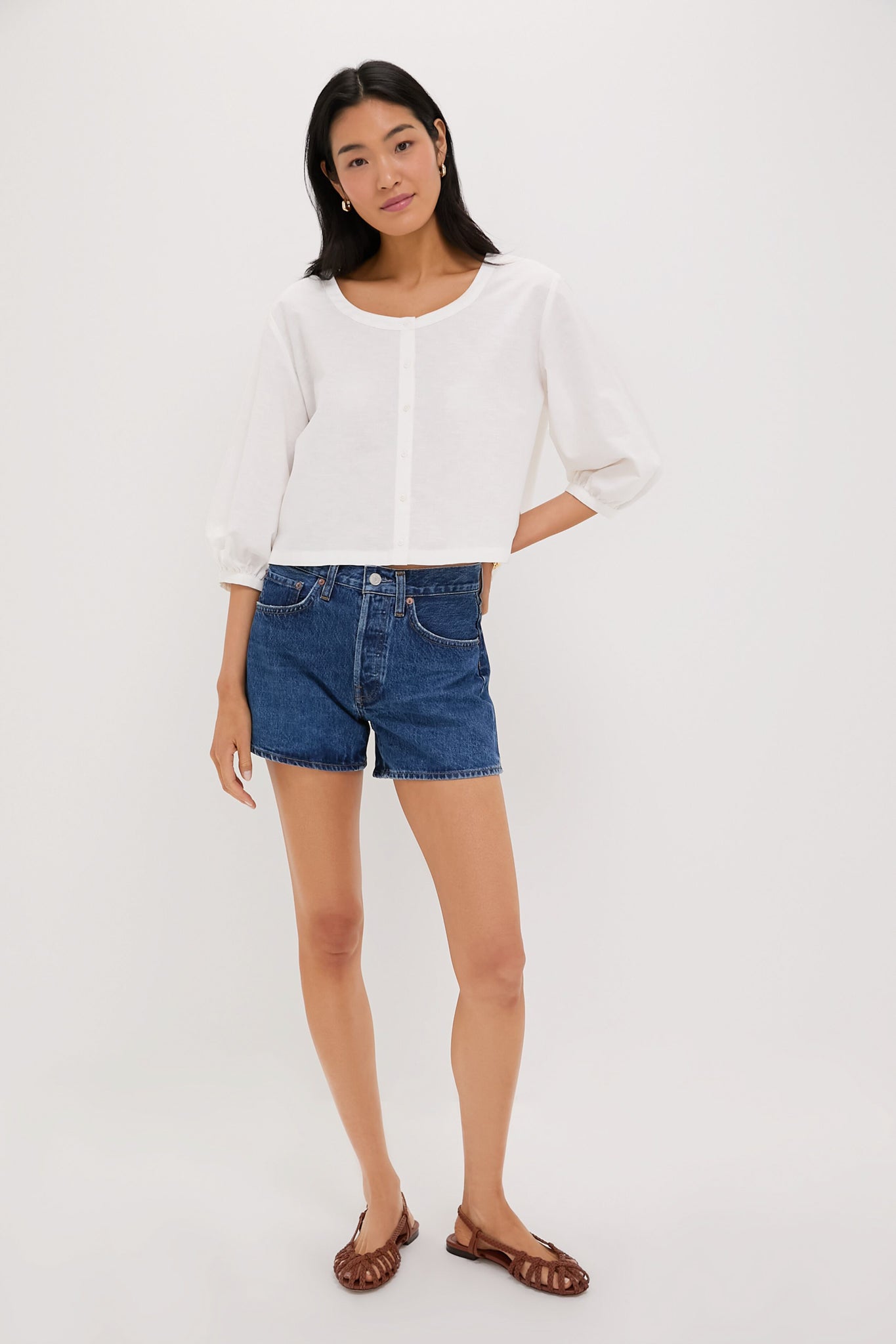 White Linen Kennedi Blouse-Get Girly