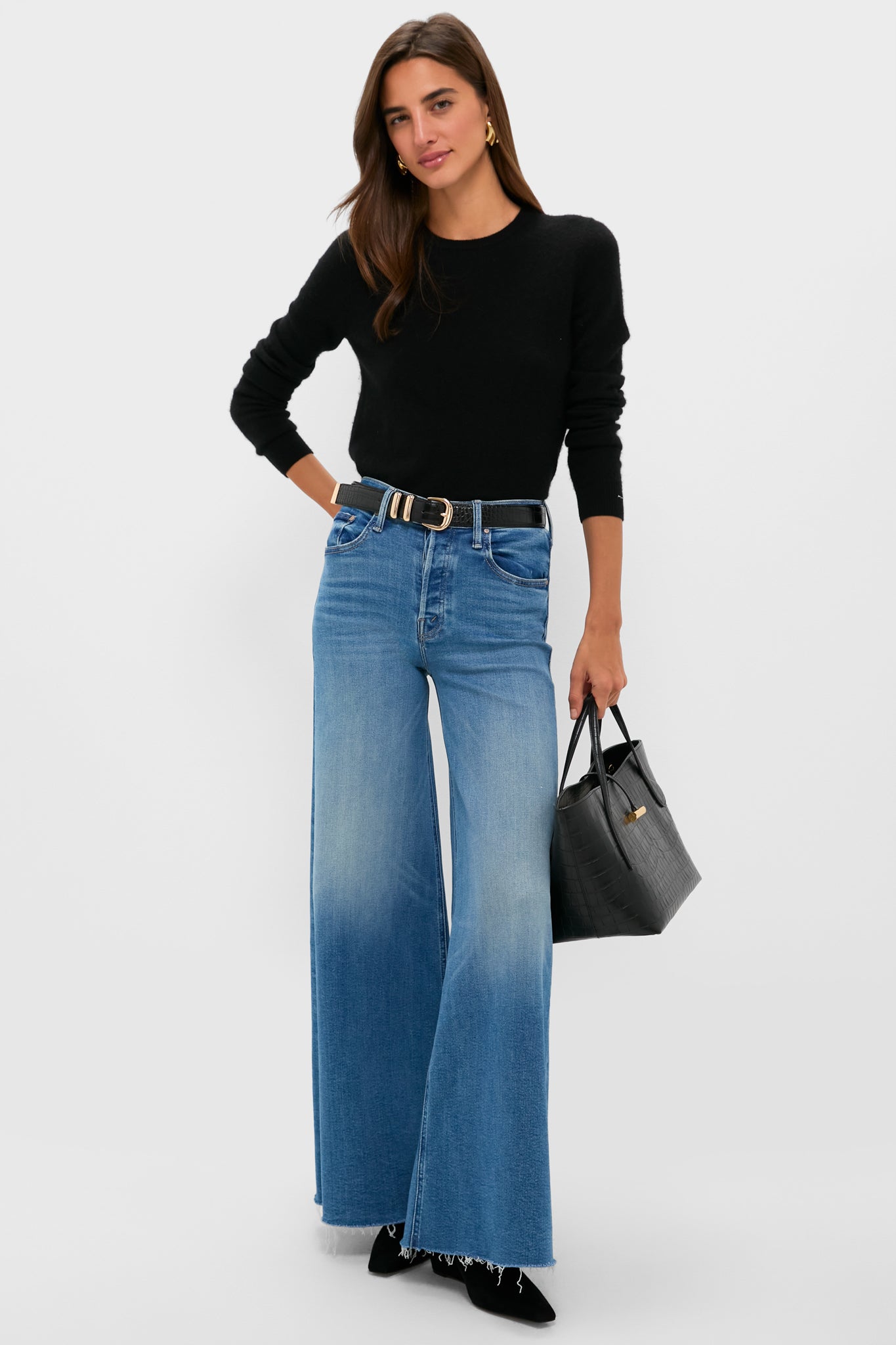 Black Cashmere Crewneck Sweater-Get Girly