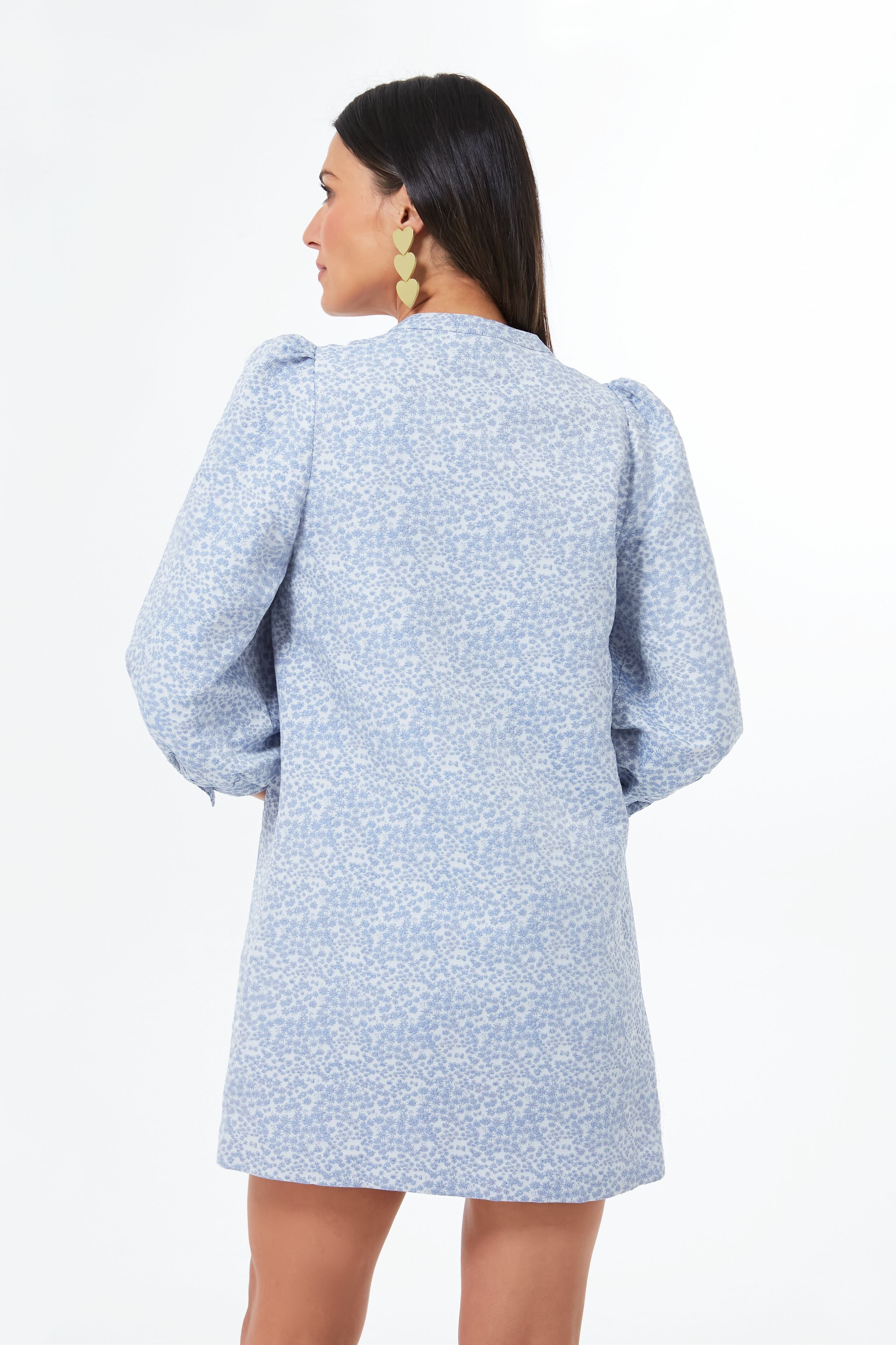 Blue Jacquard Samantha Mini Dress-Get Girly