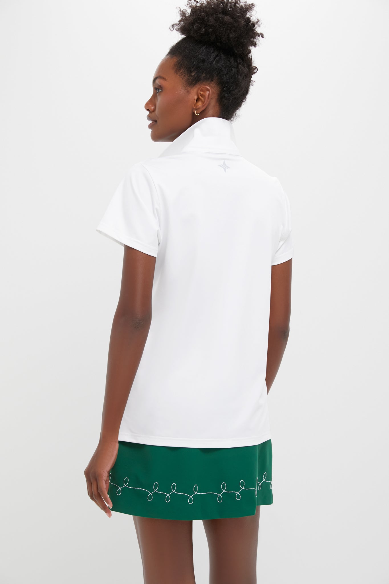 White Short Sleeve Performance Jersey Caroline Polo-Get Girly