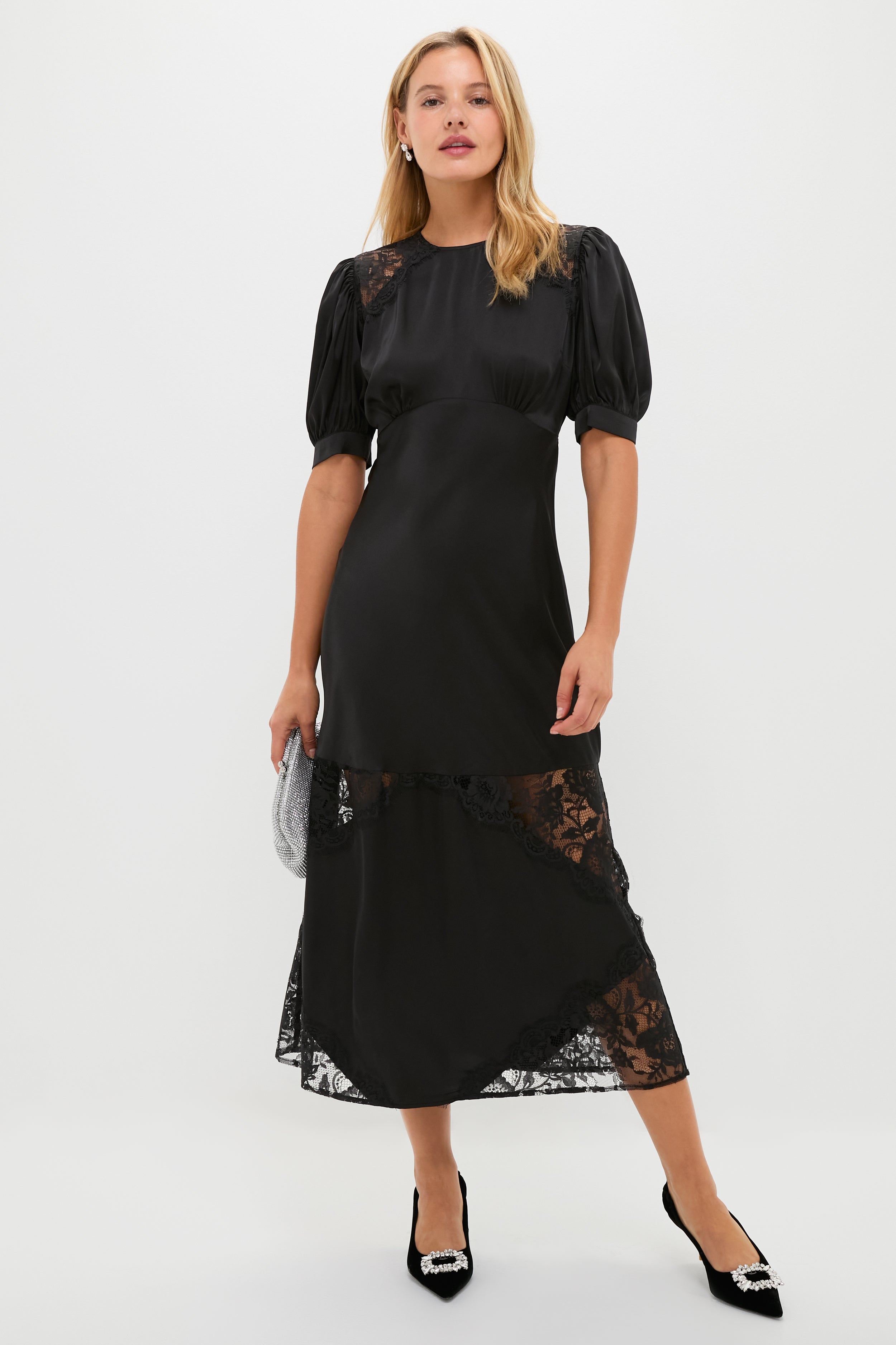 Black Lace Pierpont Midi Dress-Get Girly