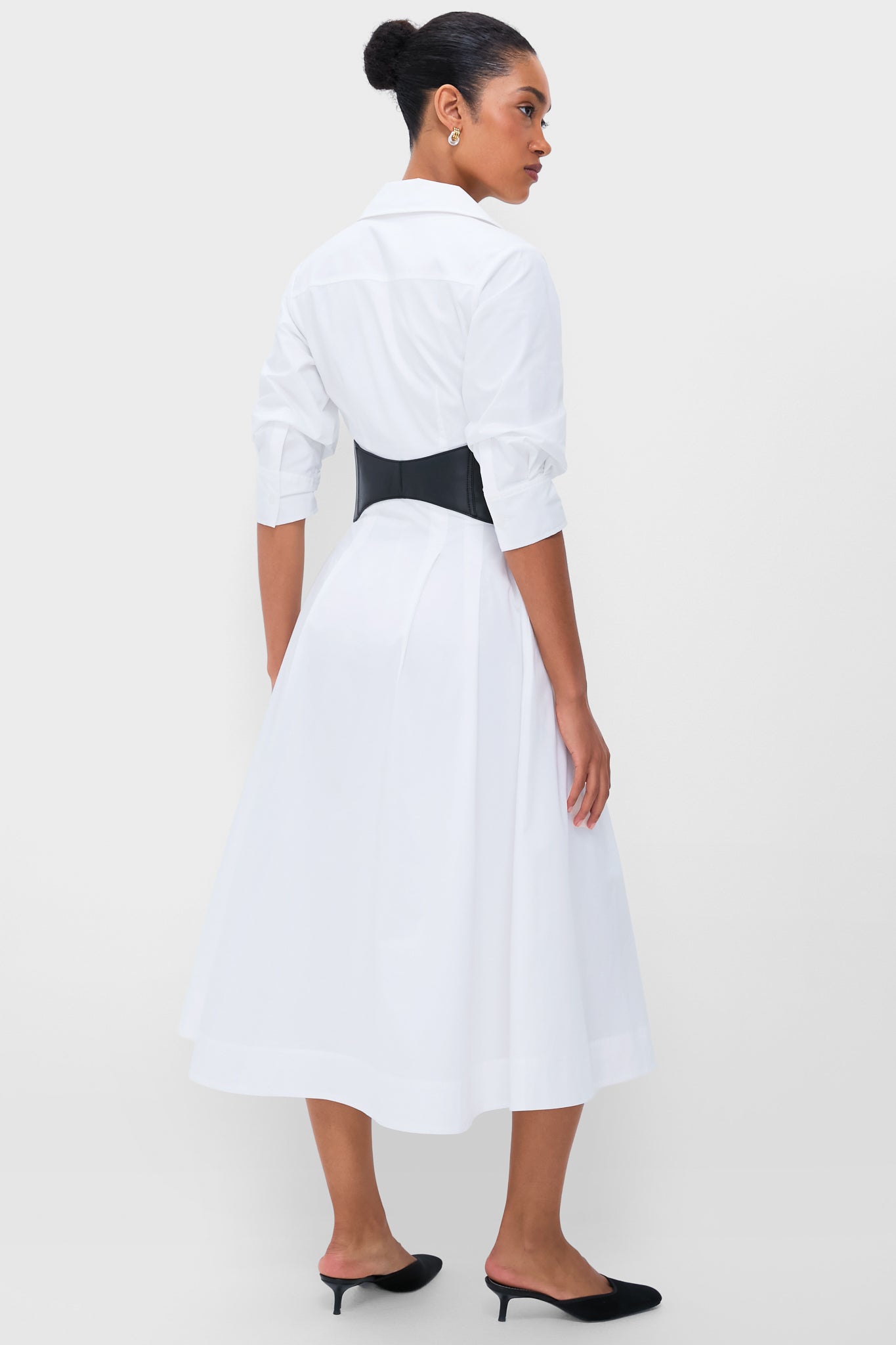White Olson Belted Midi Dress-Get Girly