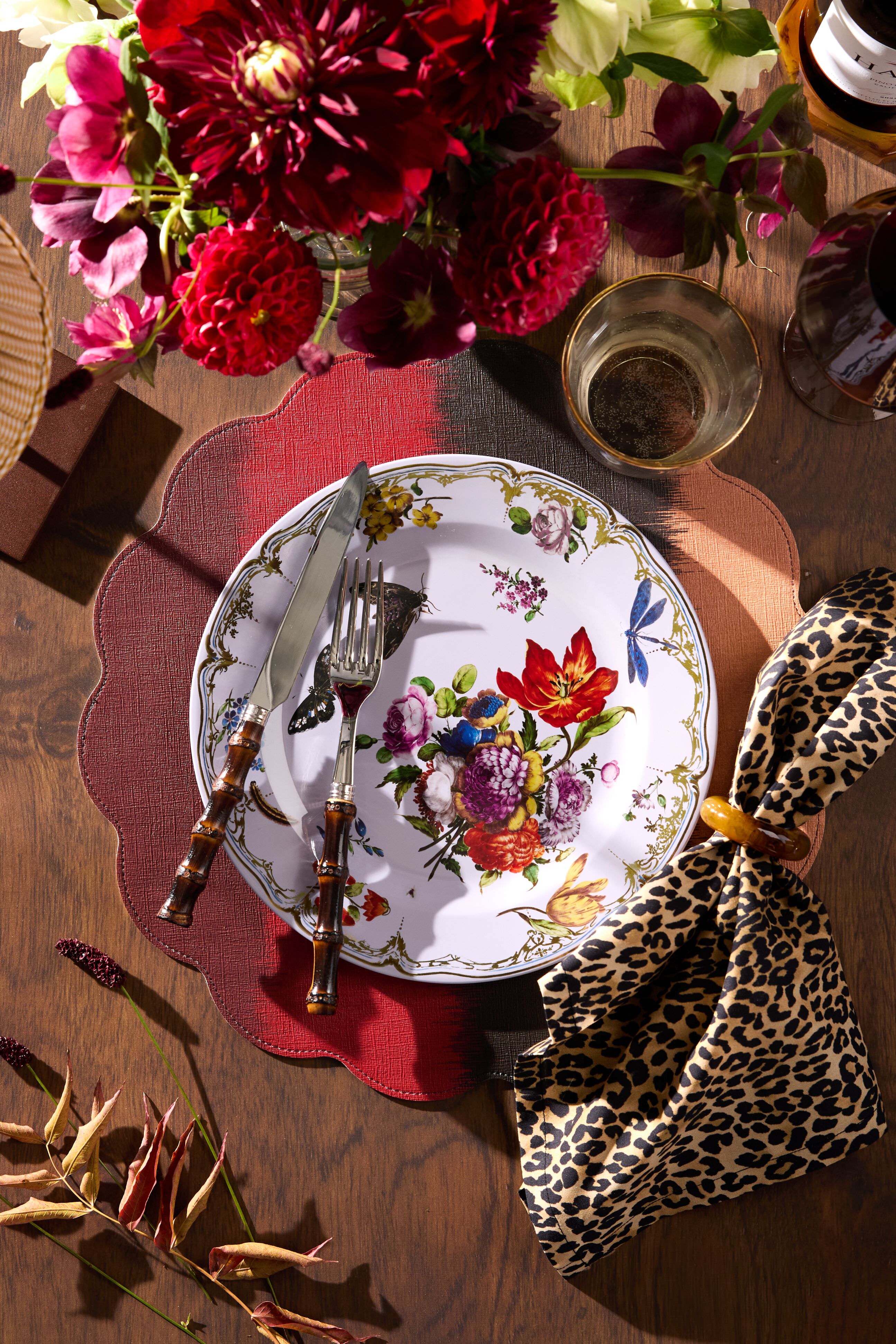 Baroque Floral Reversible Wipeable Placemats Set of 4-Get Girly