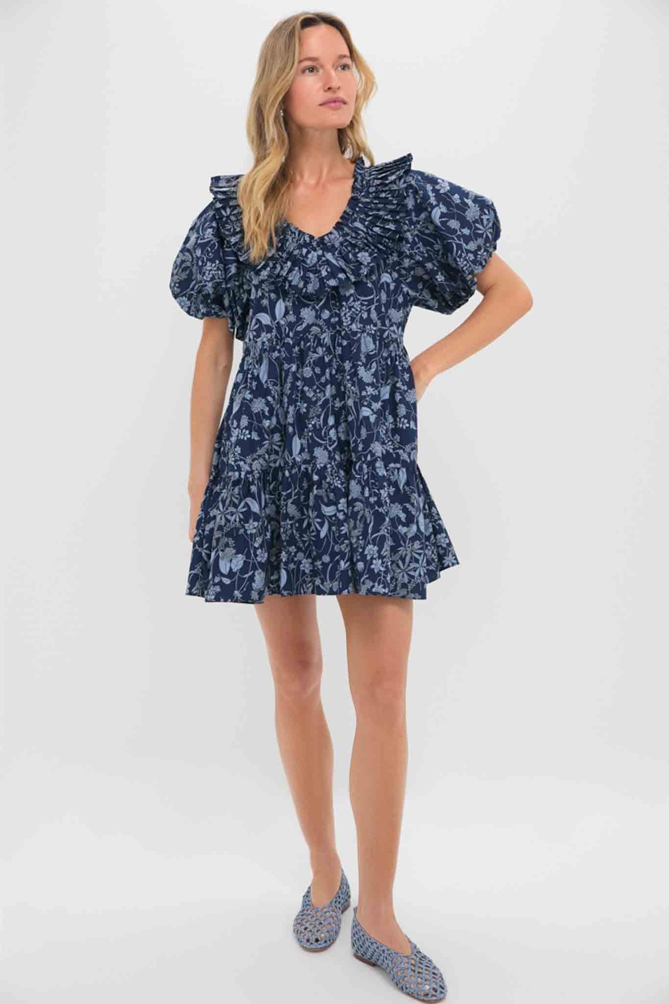 Blue Floral Samson Mini Dress-Get Girly