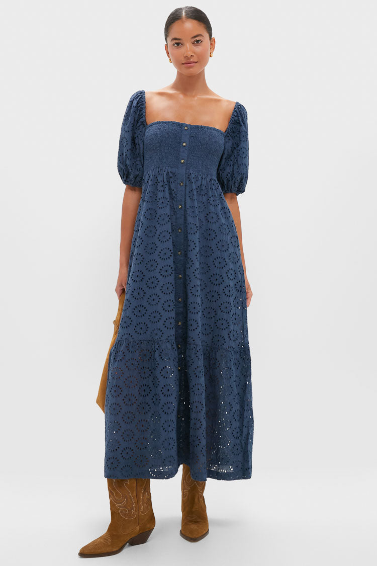 Blue Indigo Eyelet Santiago 4 Maxi Dress-Get Girly