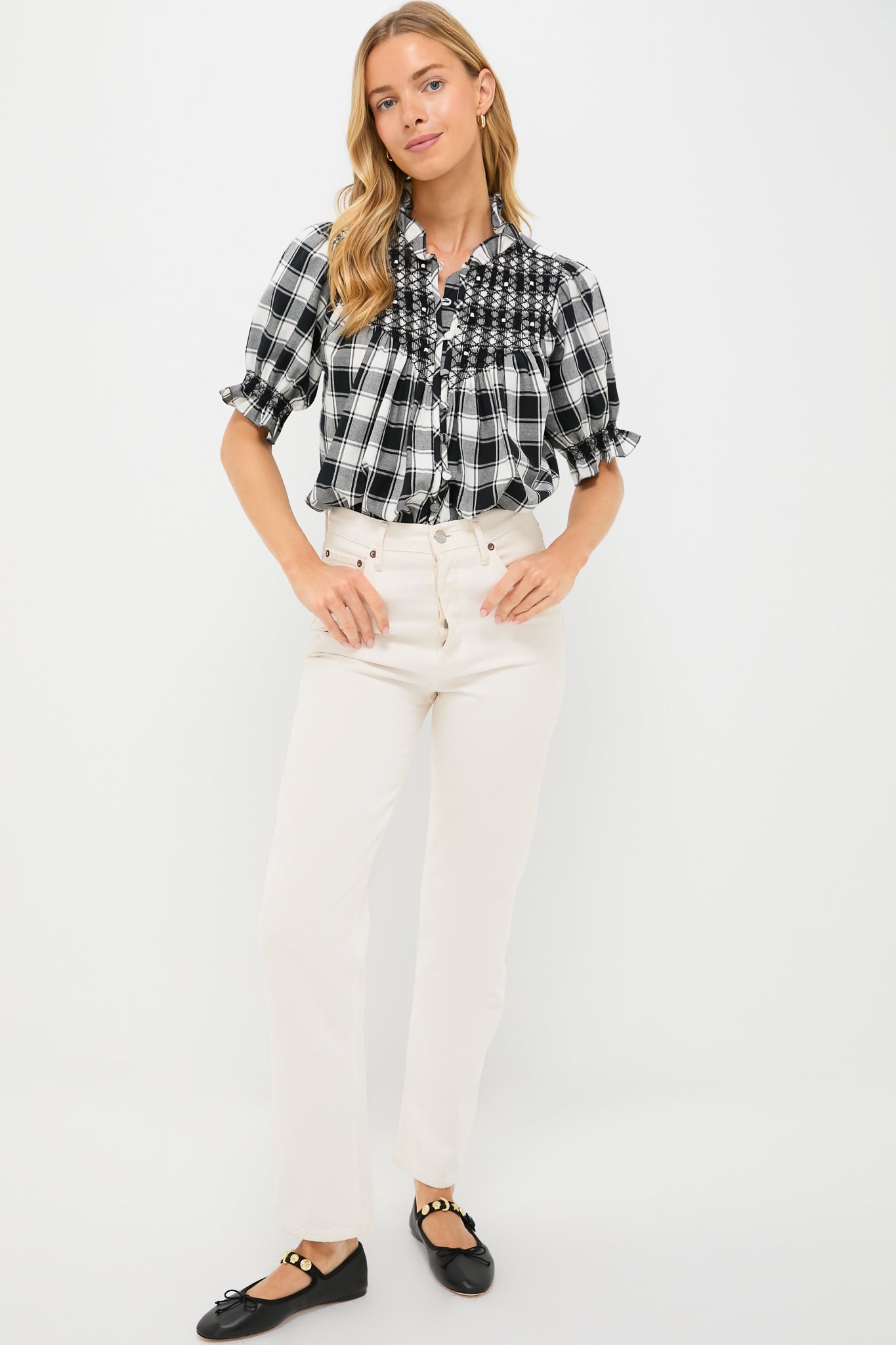 Black and White Arena Flannel Milvia Blouse-Get Girly