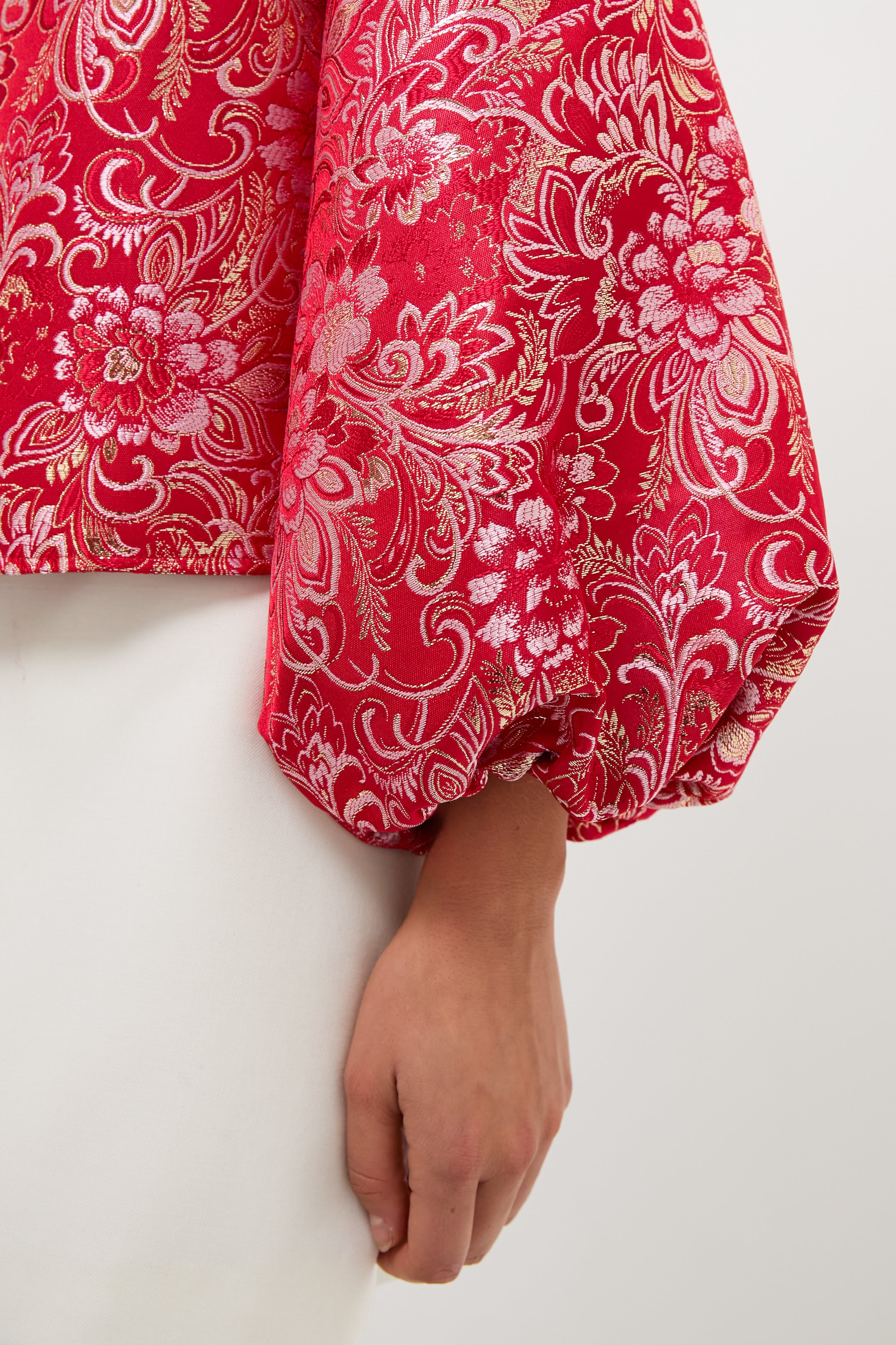 Red & Pink Jacquard Janie Blouse-Get Girly