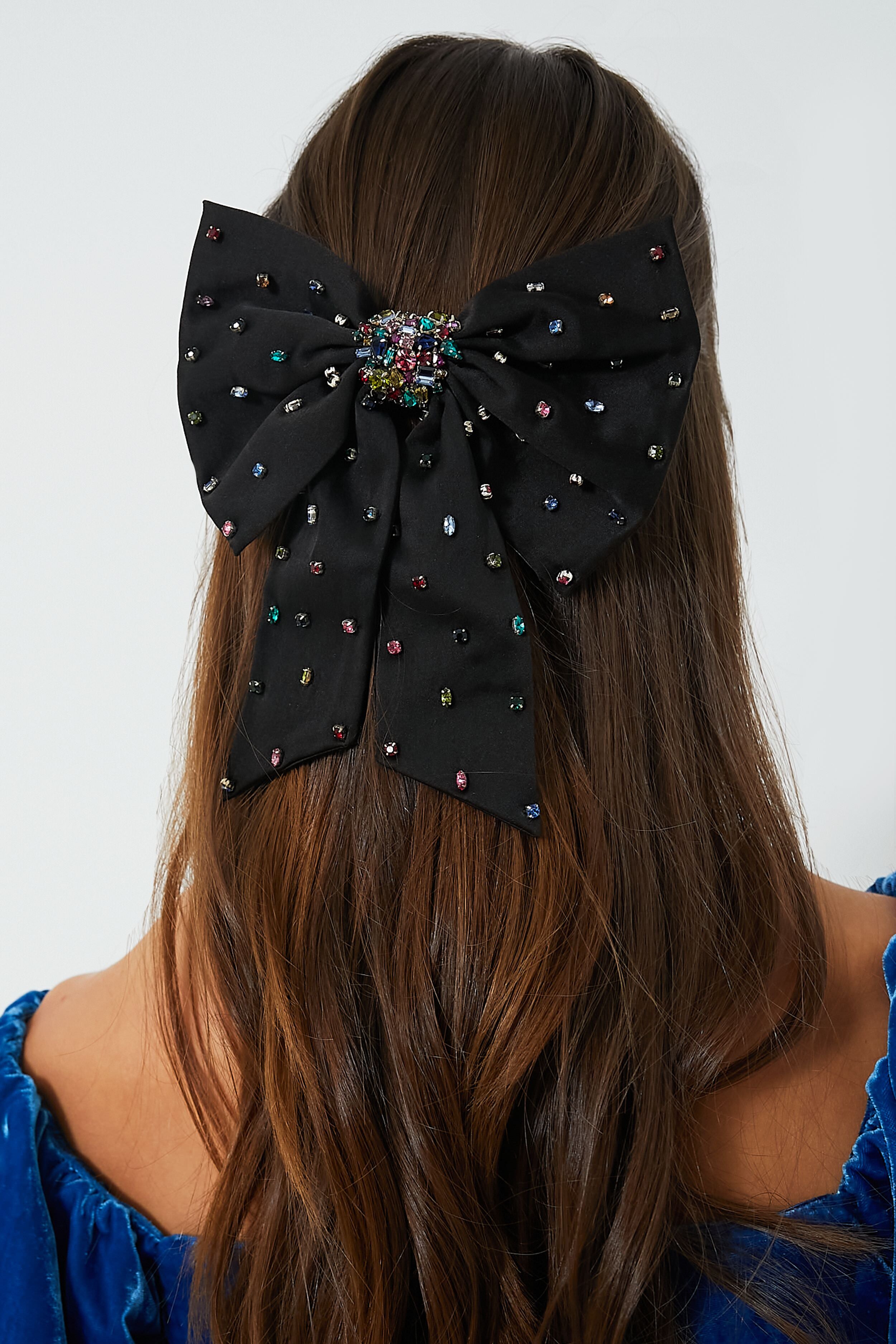 Black Grace Crystal Bow Hairclip-Get Girly