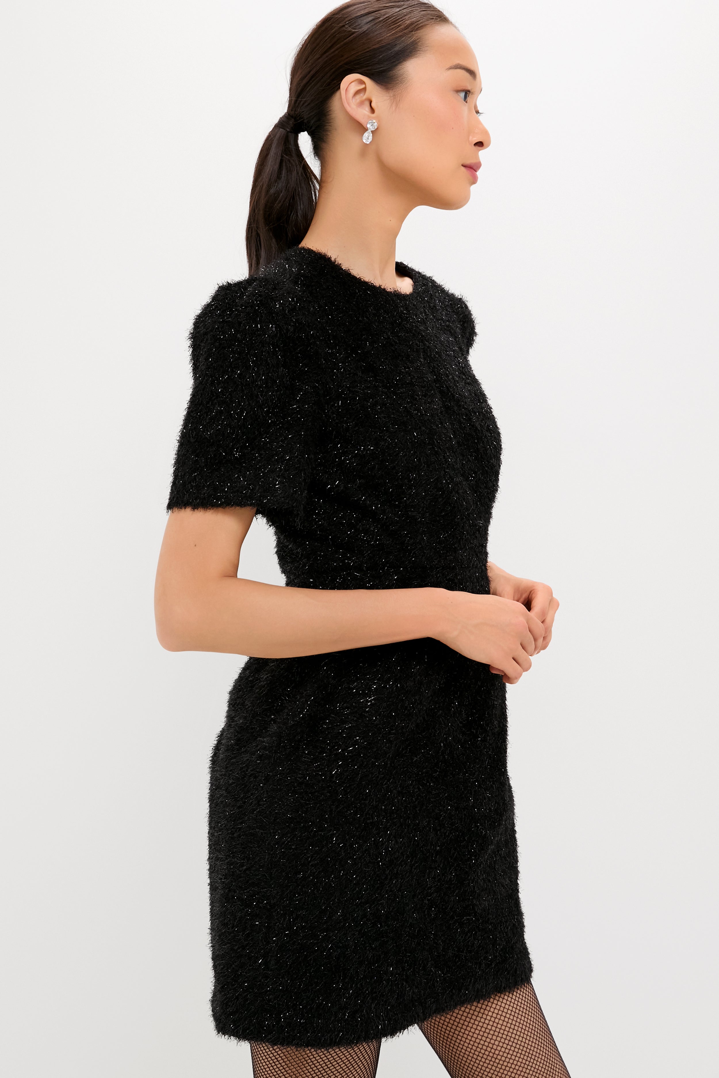 Black and Silver Tinsel Corrine Dress-Get Girly