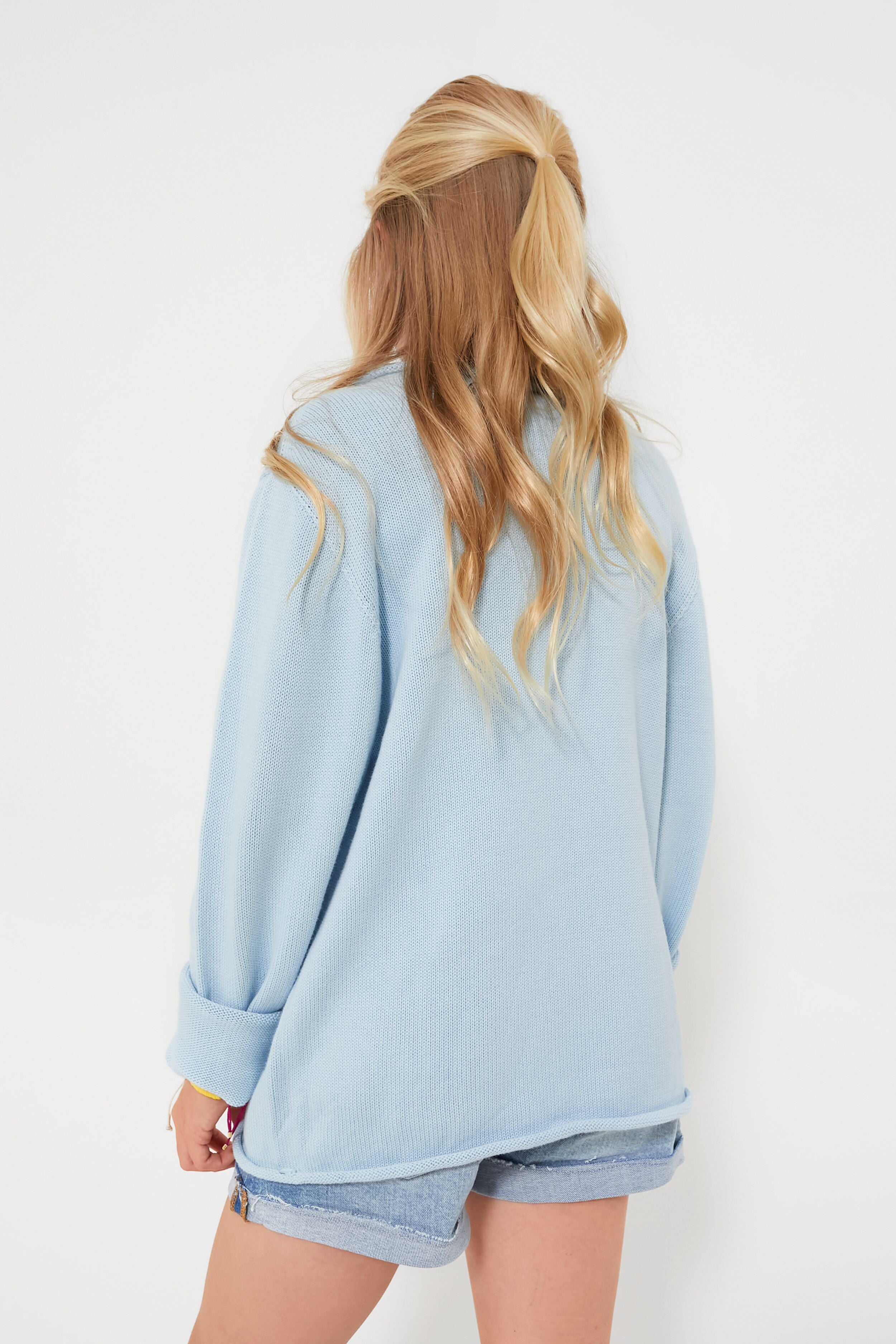 Light Blue Roll Neck Sweater-Get Girly