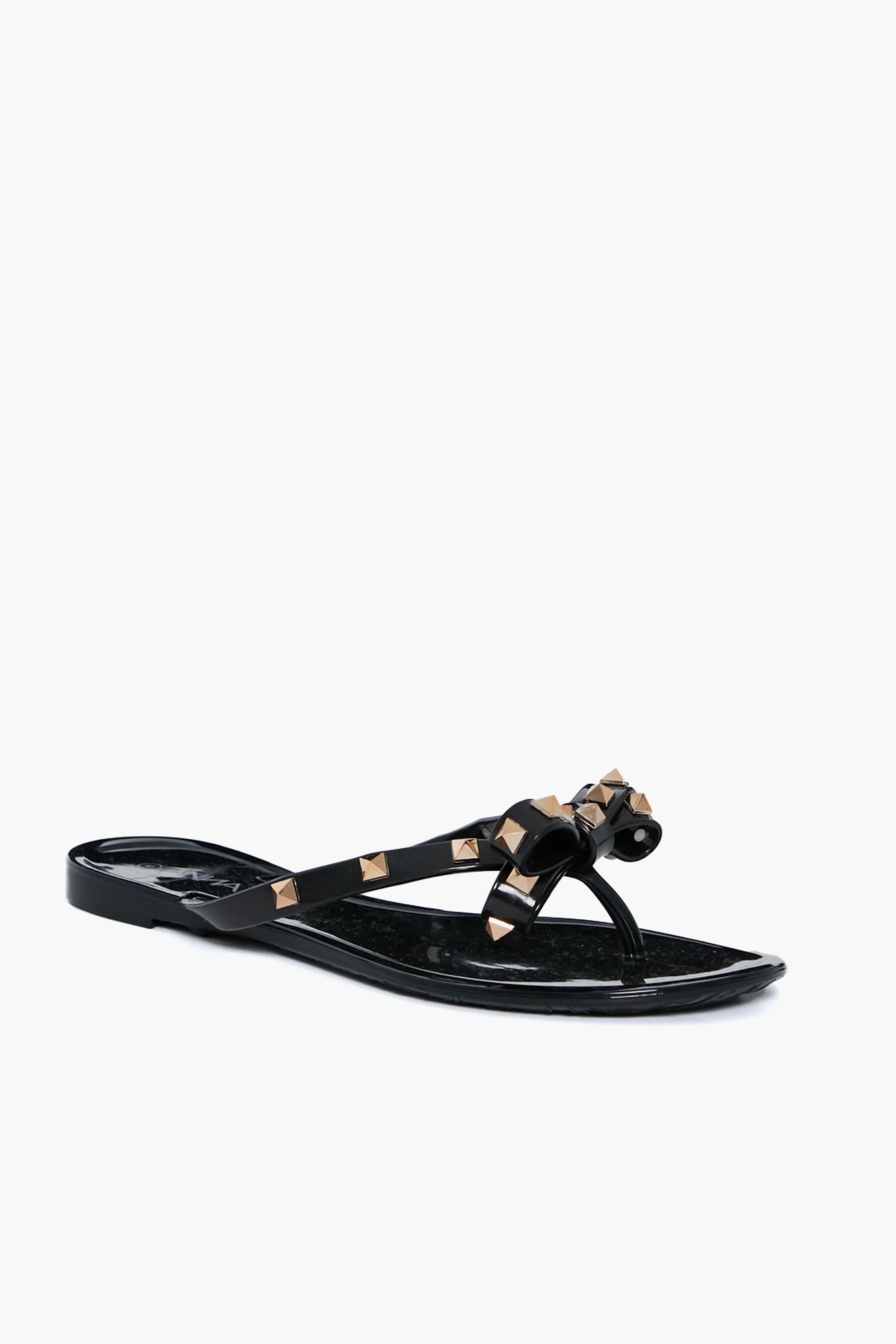 Black Jelly Bowtie Sandals-Get Girly