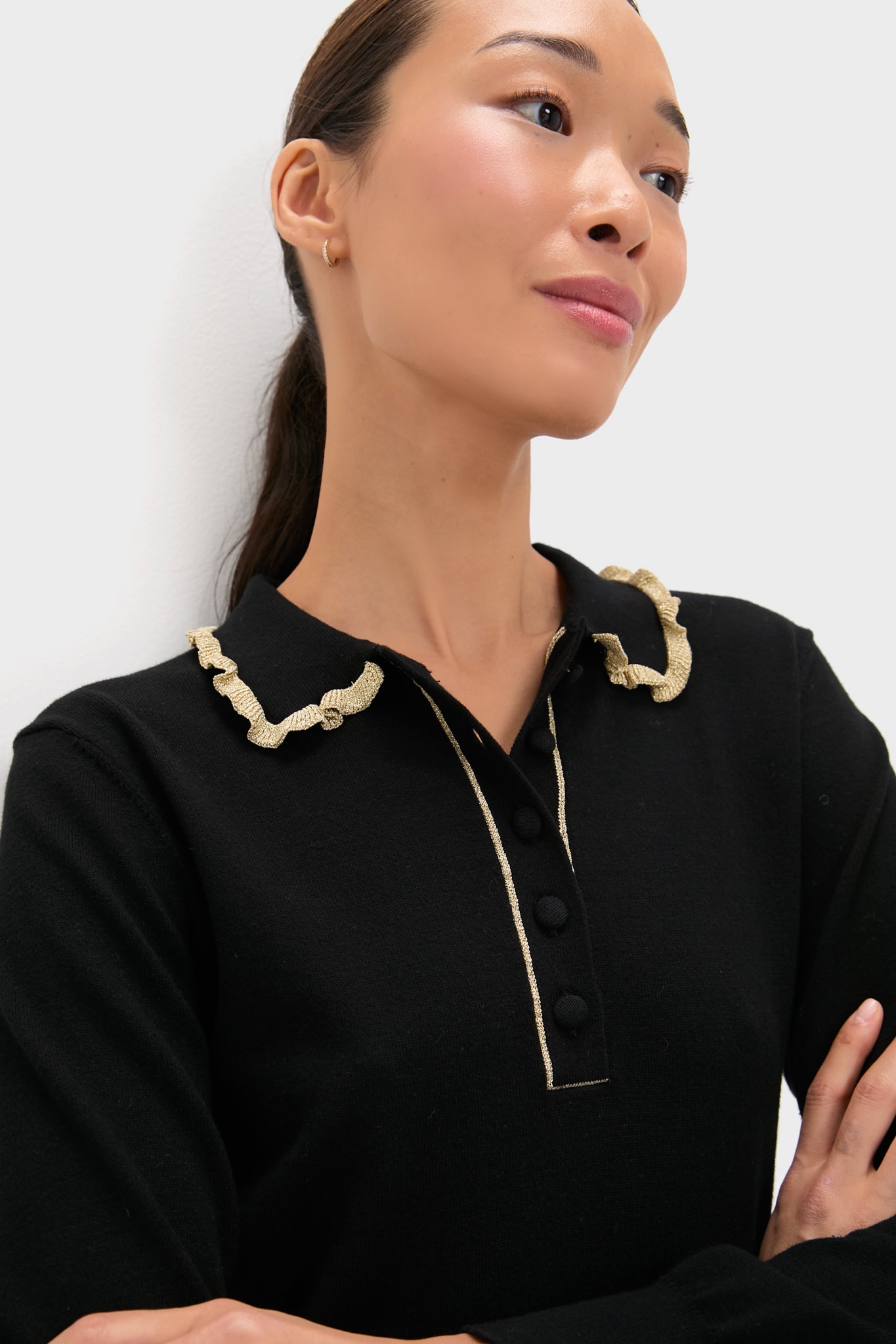 Black Annalane Collared Sweater-Get Girly