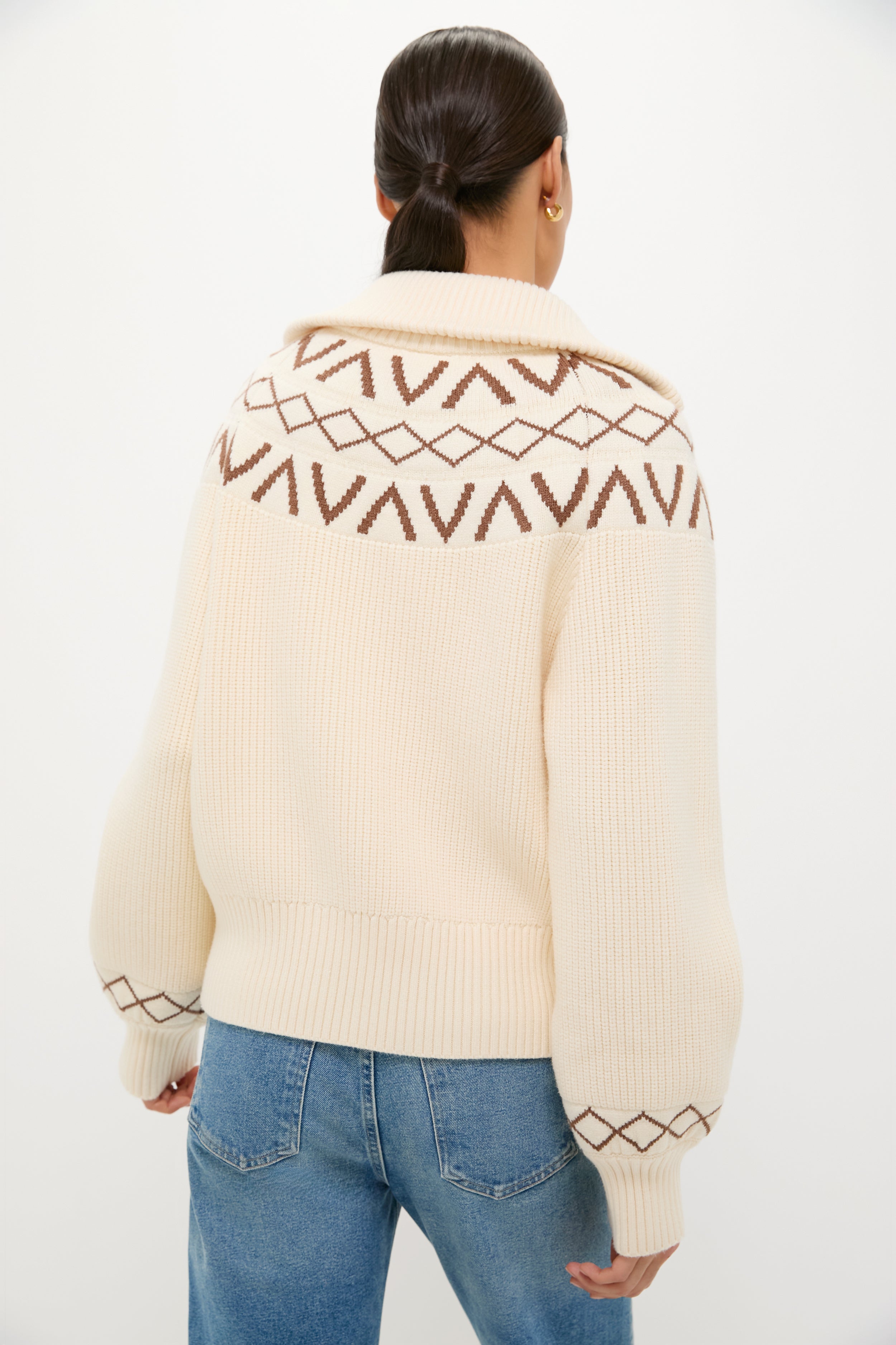 Whitecap Grey Sigrid Fairisle Half Zip Knit-Get Girly