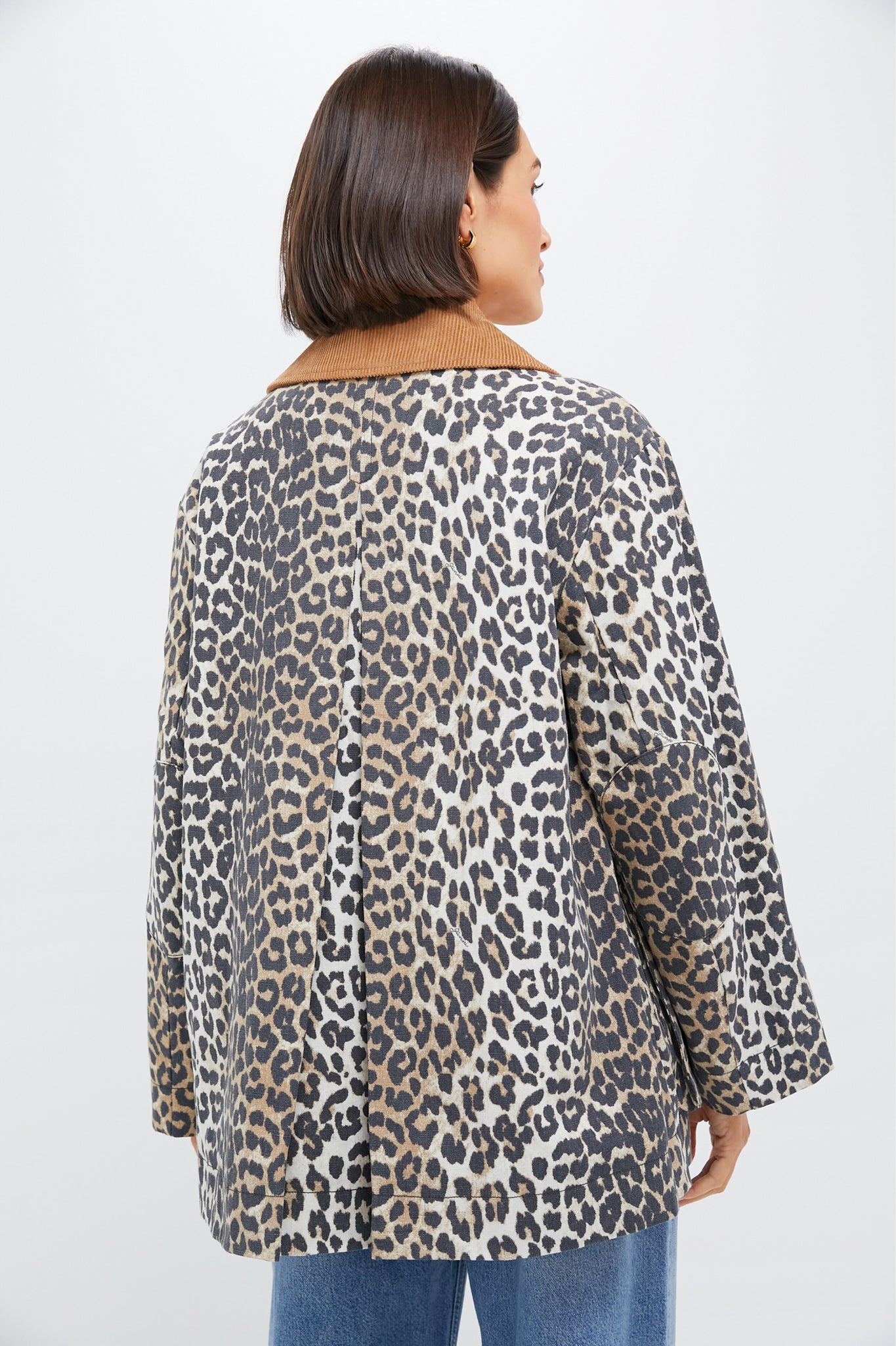 Almond Milk Printed Canvas Midi Jacket-Get Girly