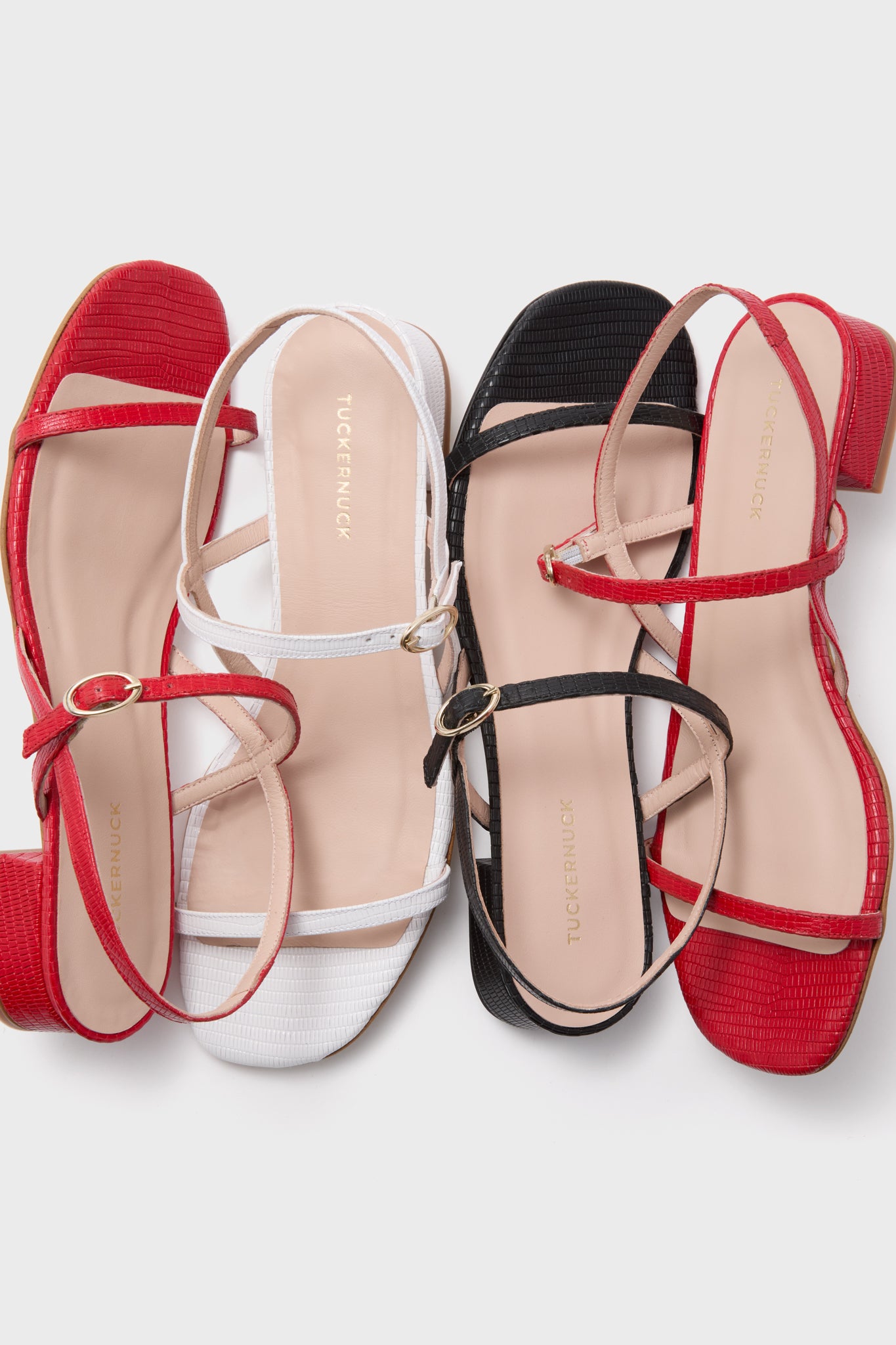 Black Embossed Leather Evelyn Sandals-Get Girly