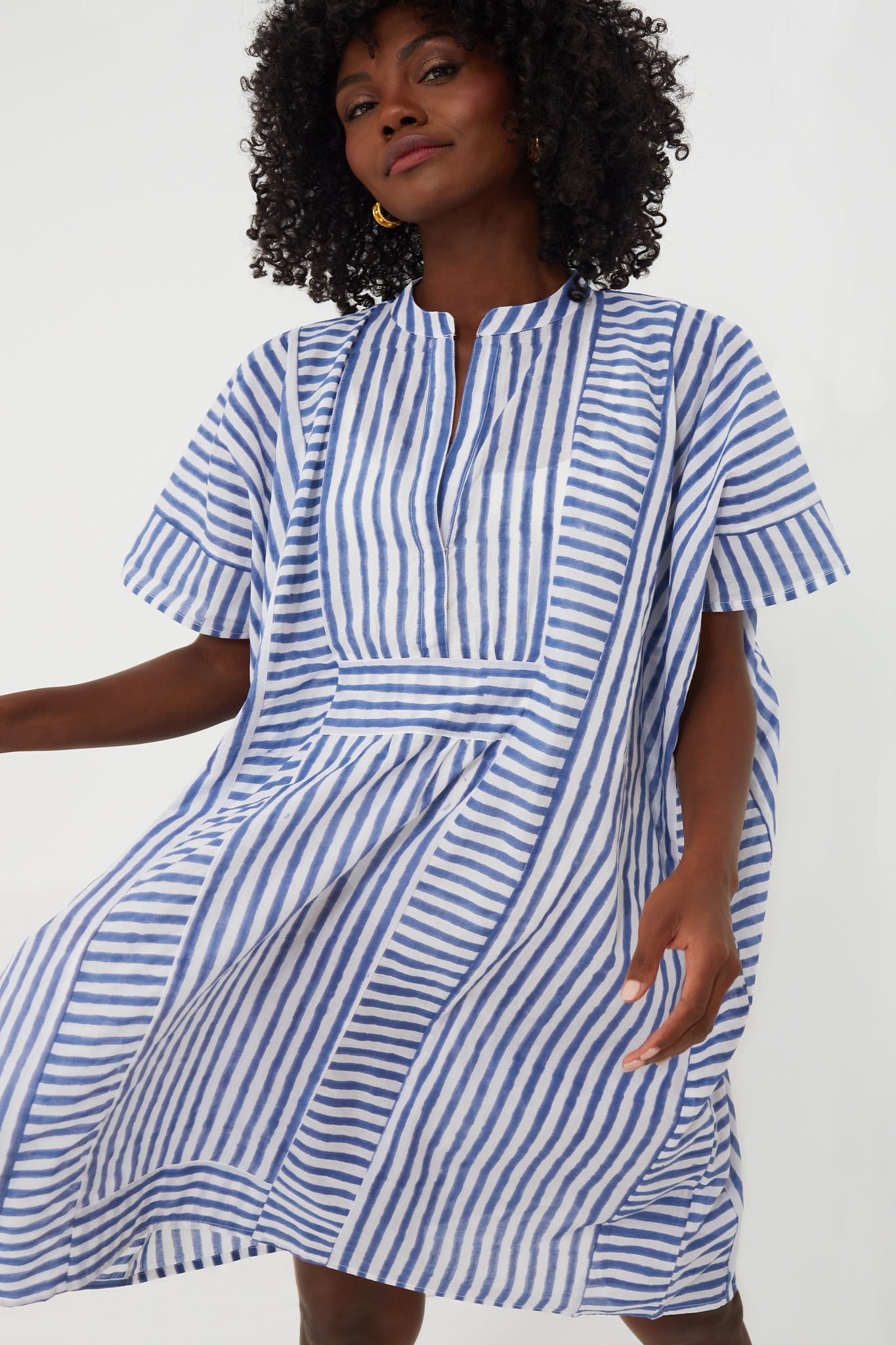 Blue Stripe Emerson Short Caftan-Get Girly