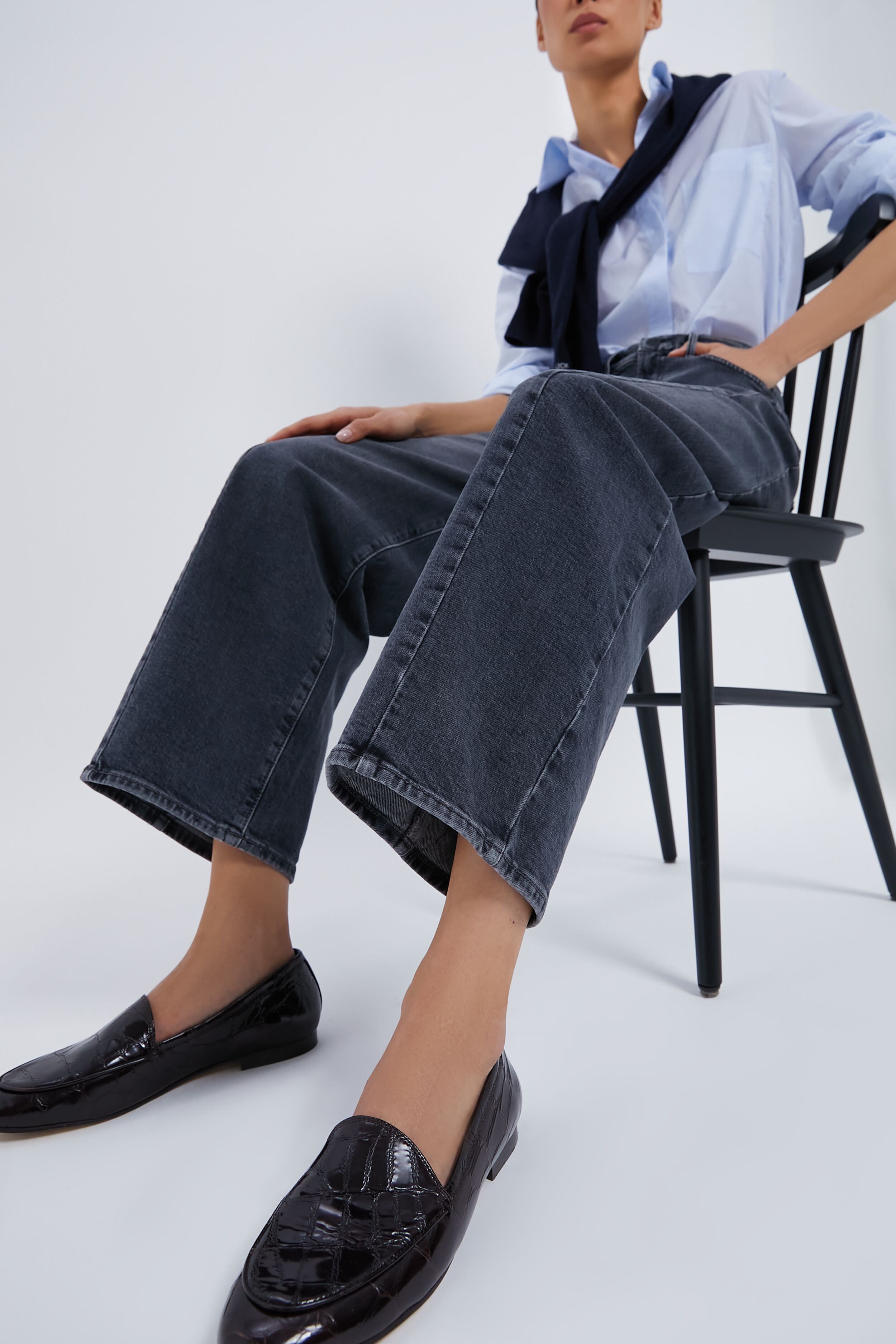 Dark Brown Croc Rowan Loafers-Get Girly