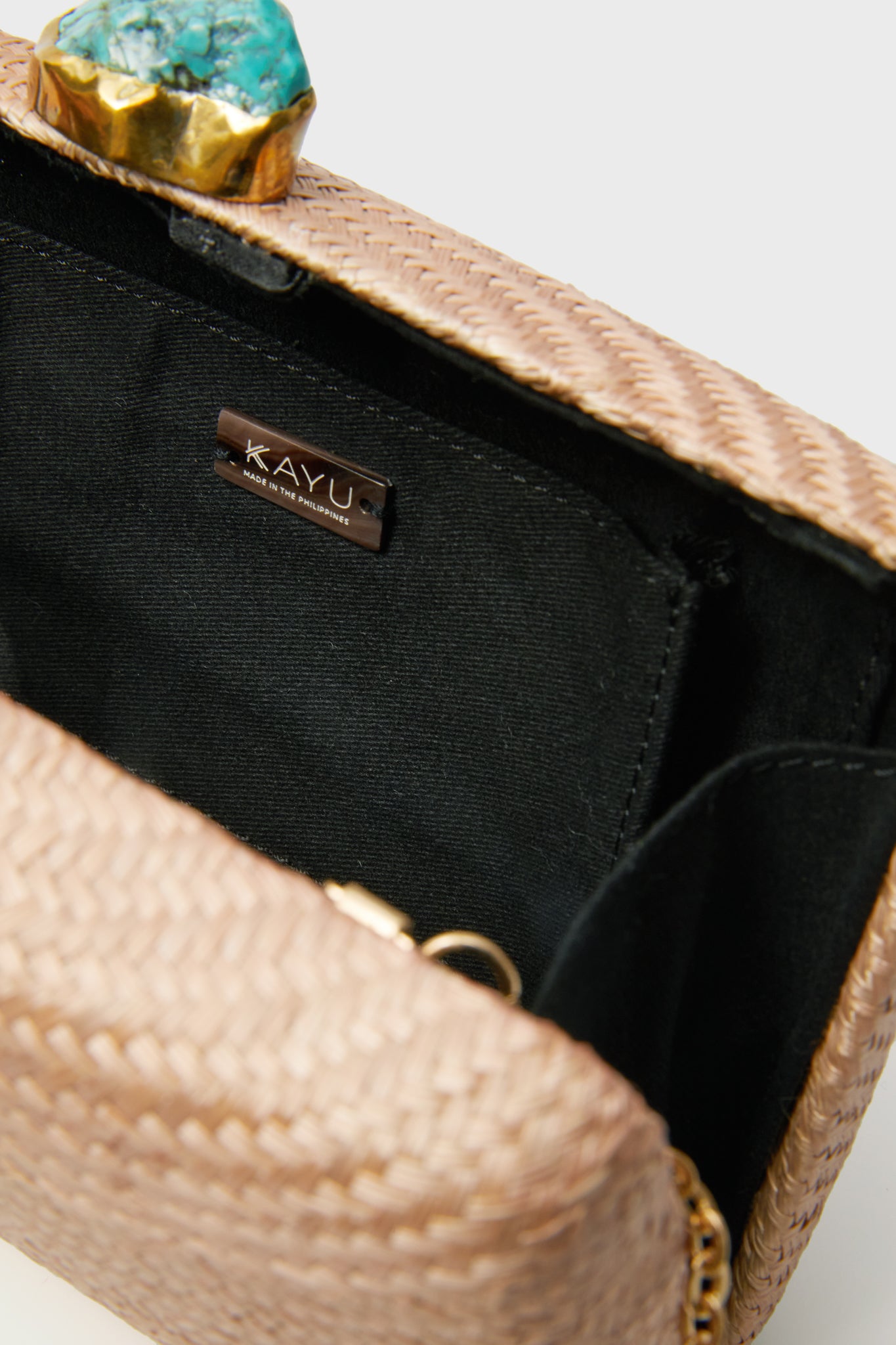 Toast Jen Straw Clutch with Turquoise Stones-Get Girly