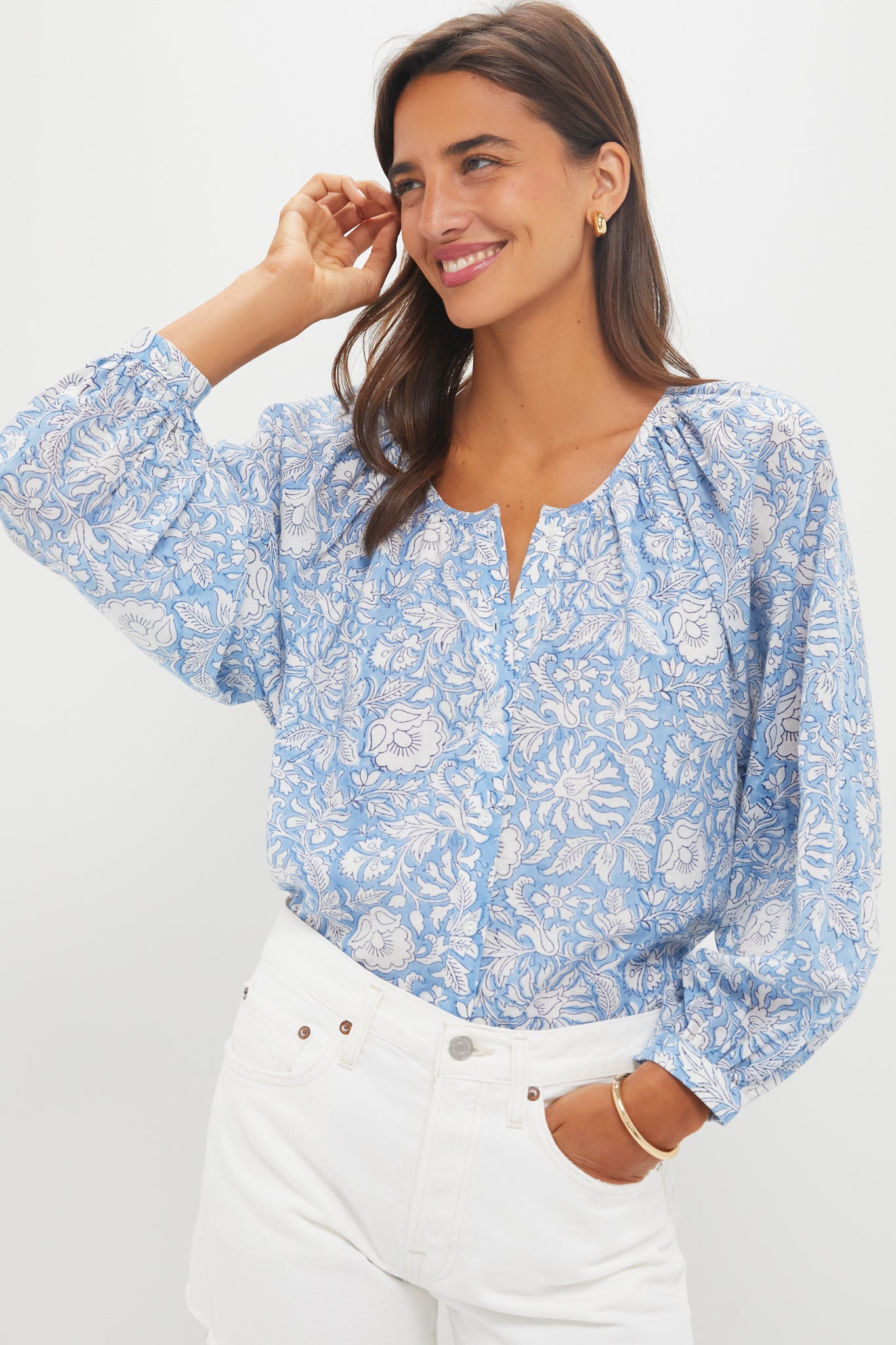 Arbor Blissful Blue Organic Frances Blouse-Get Girly