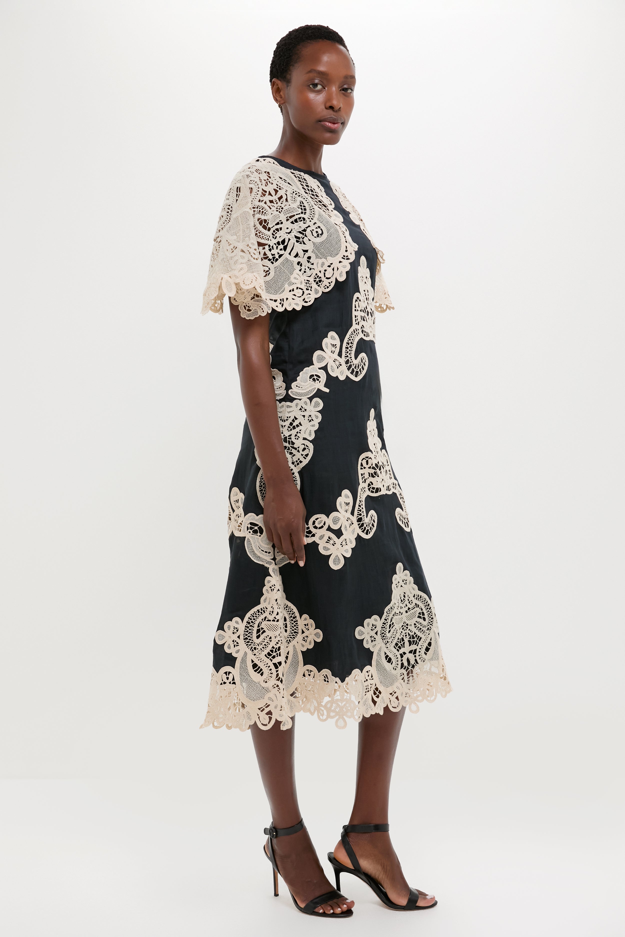 Black Medina Lace Midi Dress-Get Girly