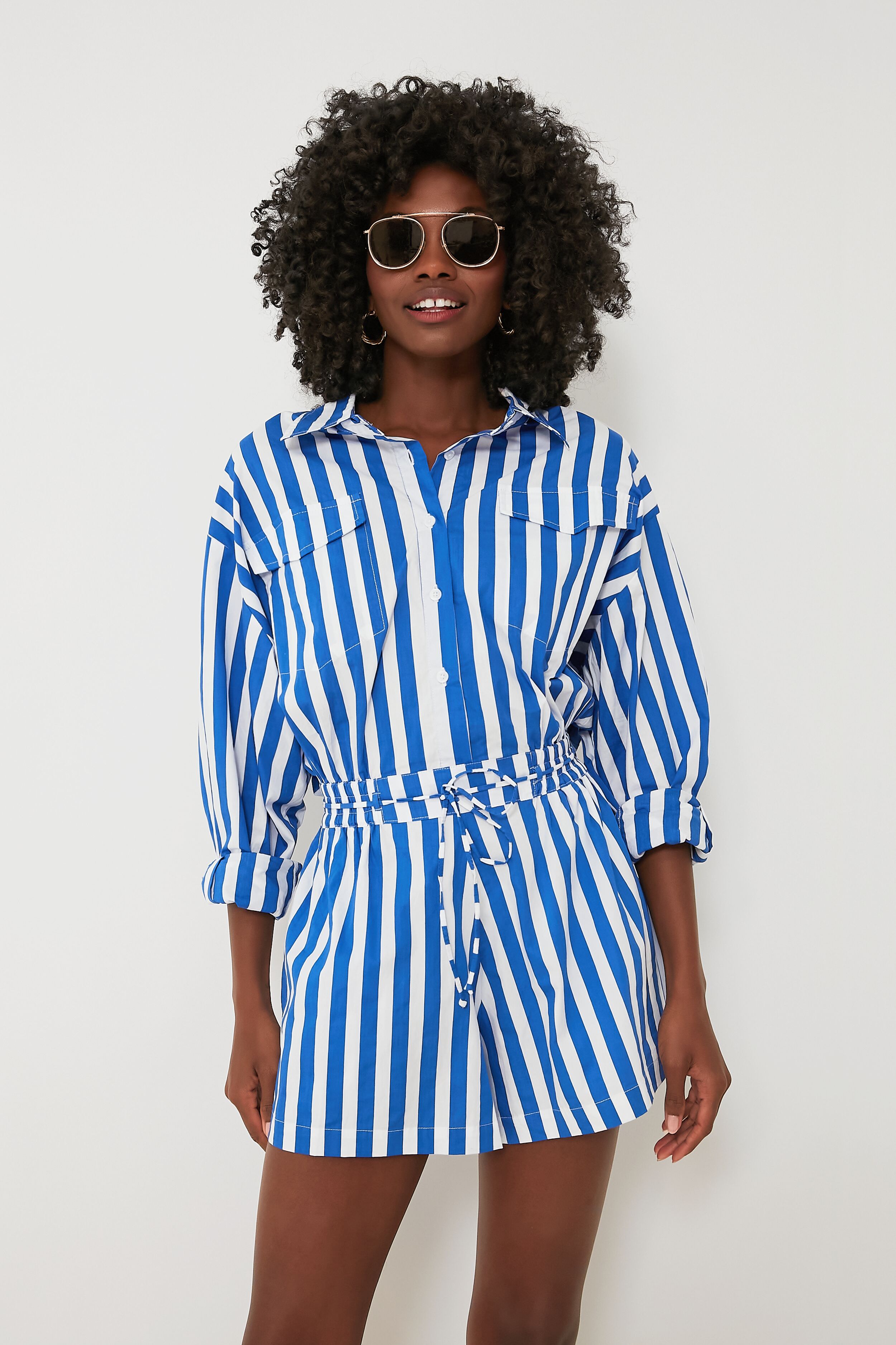 Bayou Stripe Cobalt Isole Playsuit-Get Girly