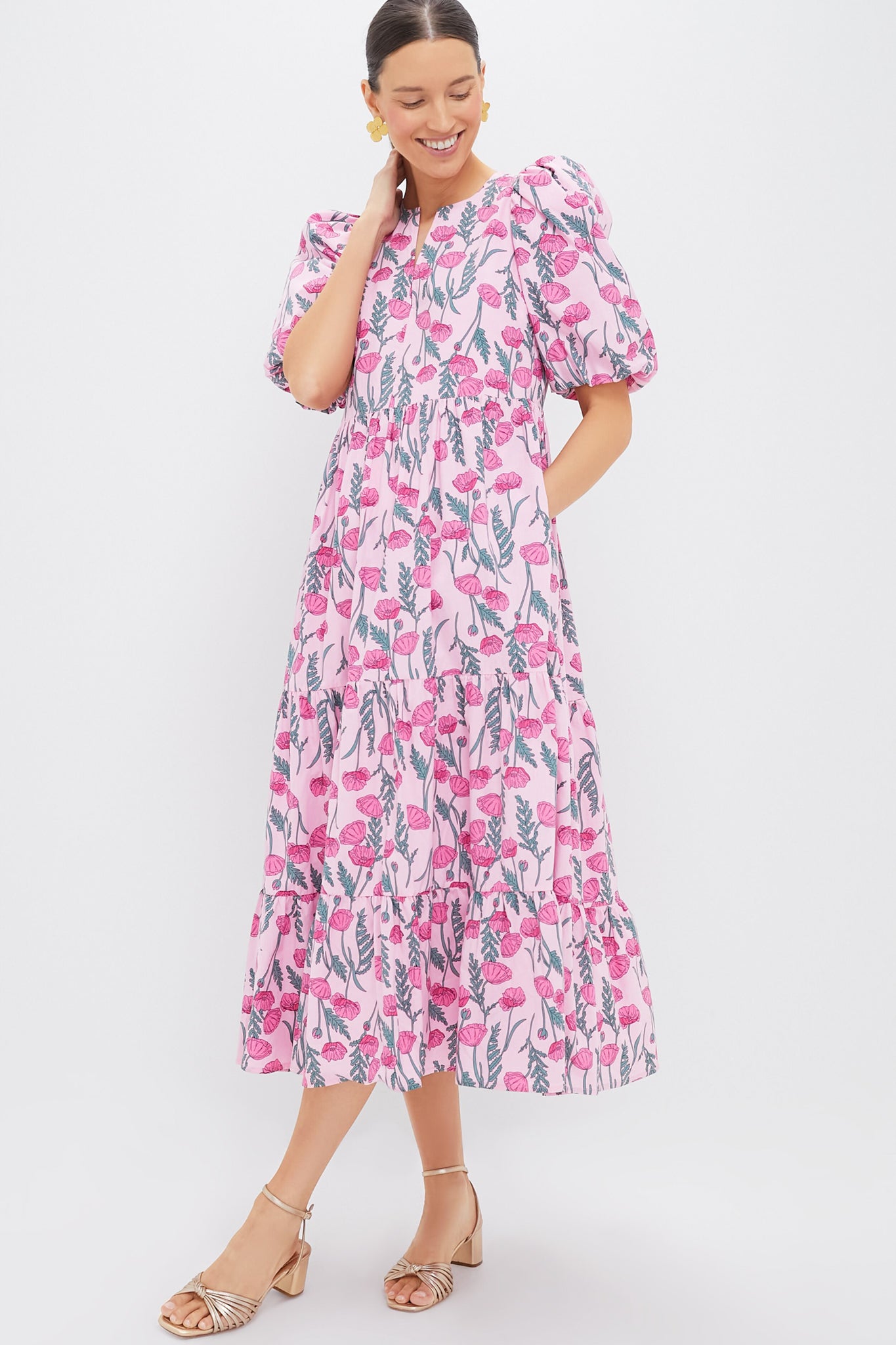 Pink Amaryllis Floral Cisco Maxi Dress-Get Girly