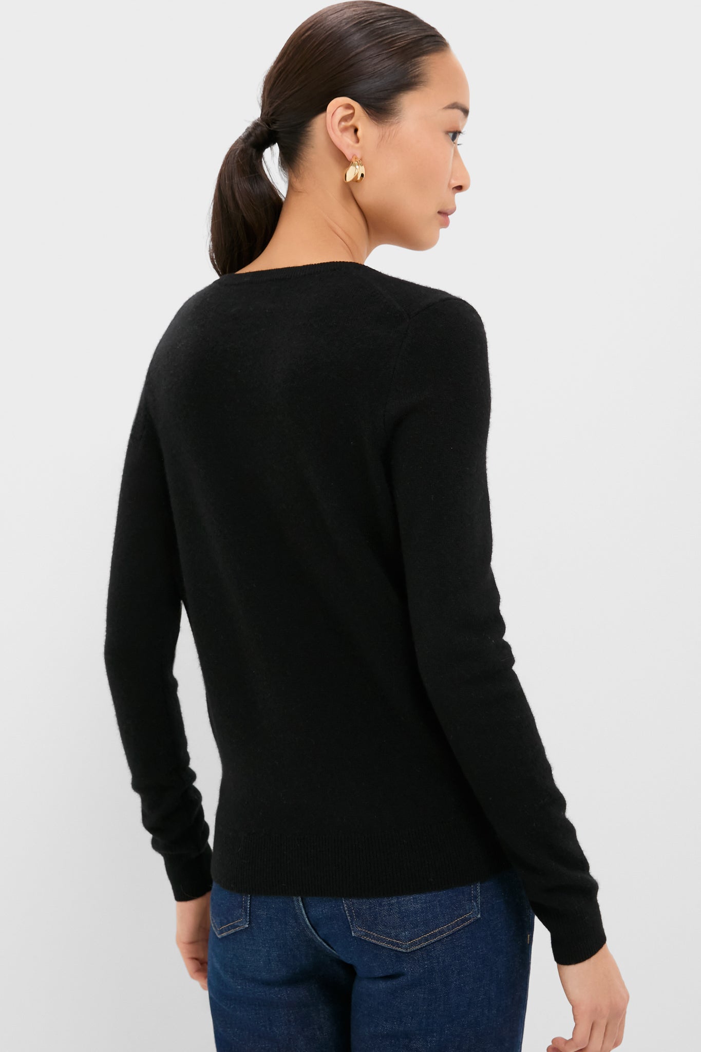 Black Cashmere V-Neck Sweater-Get Girly