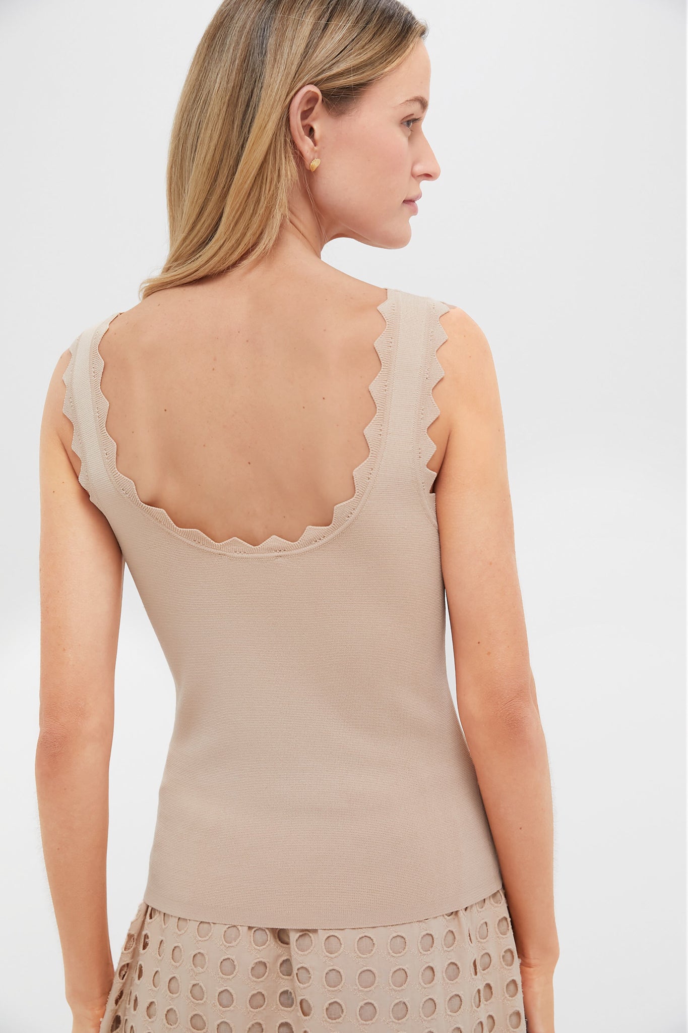 Tan Ric Rac Compression Tank-Get Girly