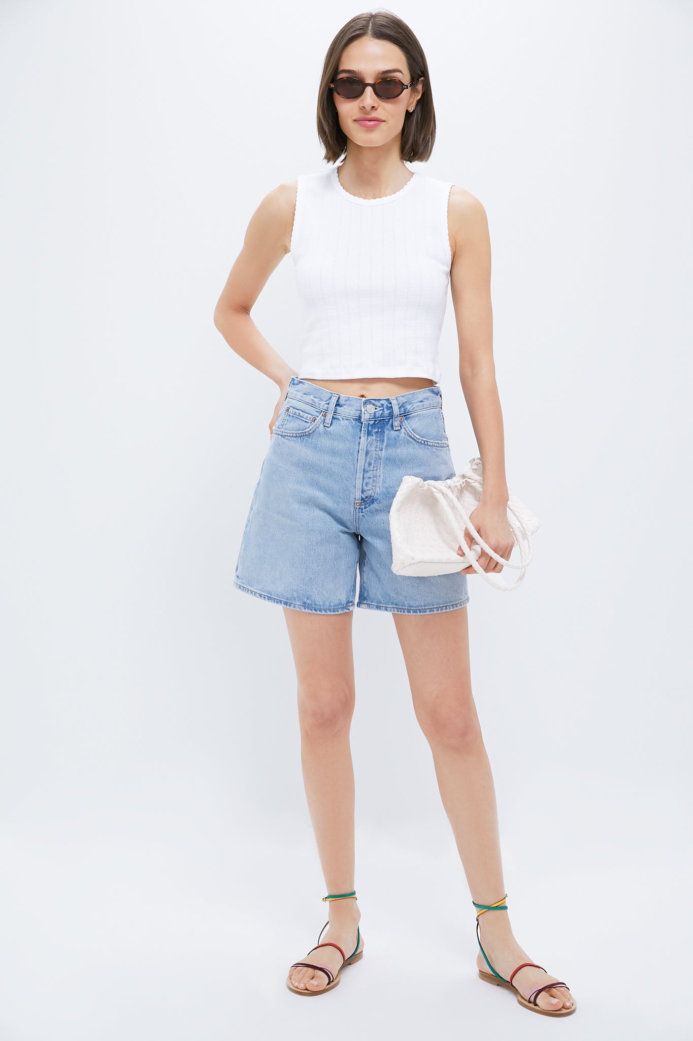 White Pointelle Sleeveless Crew-Get Girly