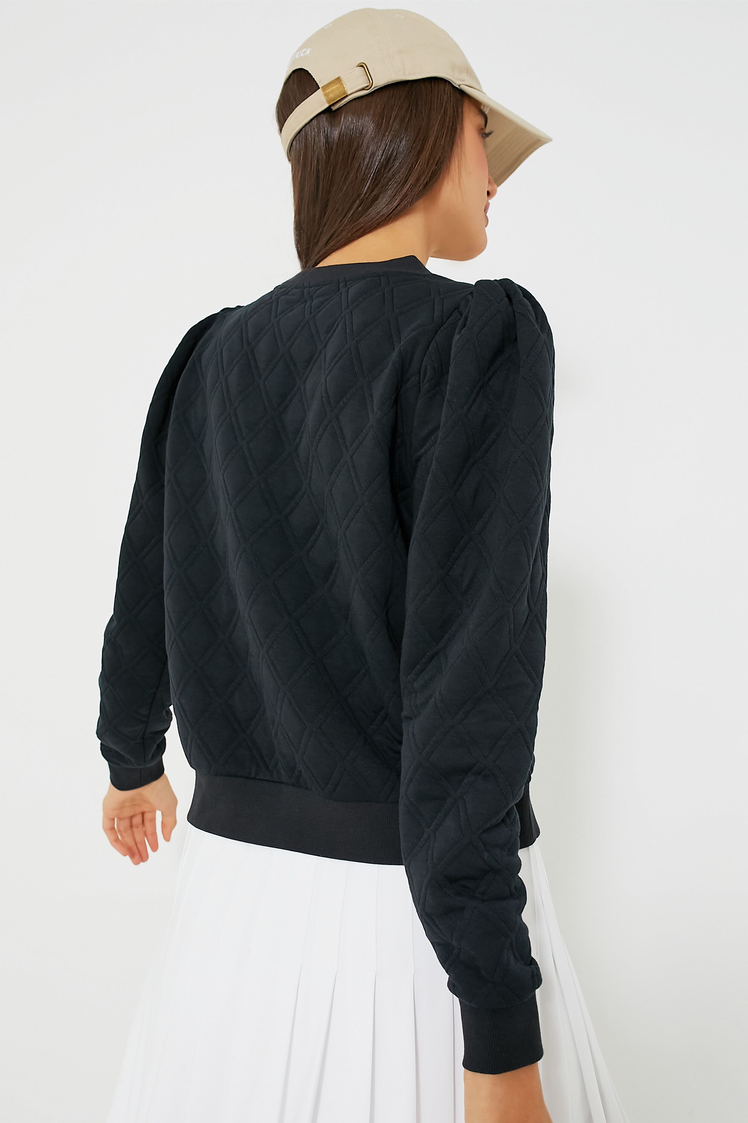 Black Puff Sleeve Campbell Pullover-Get Girly