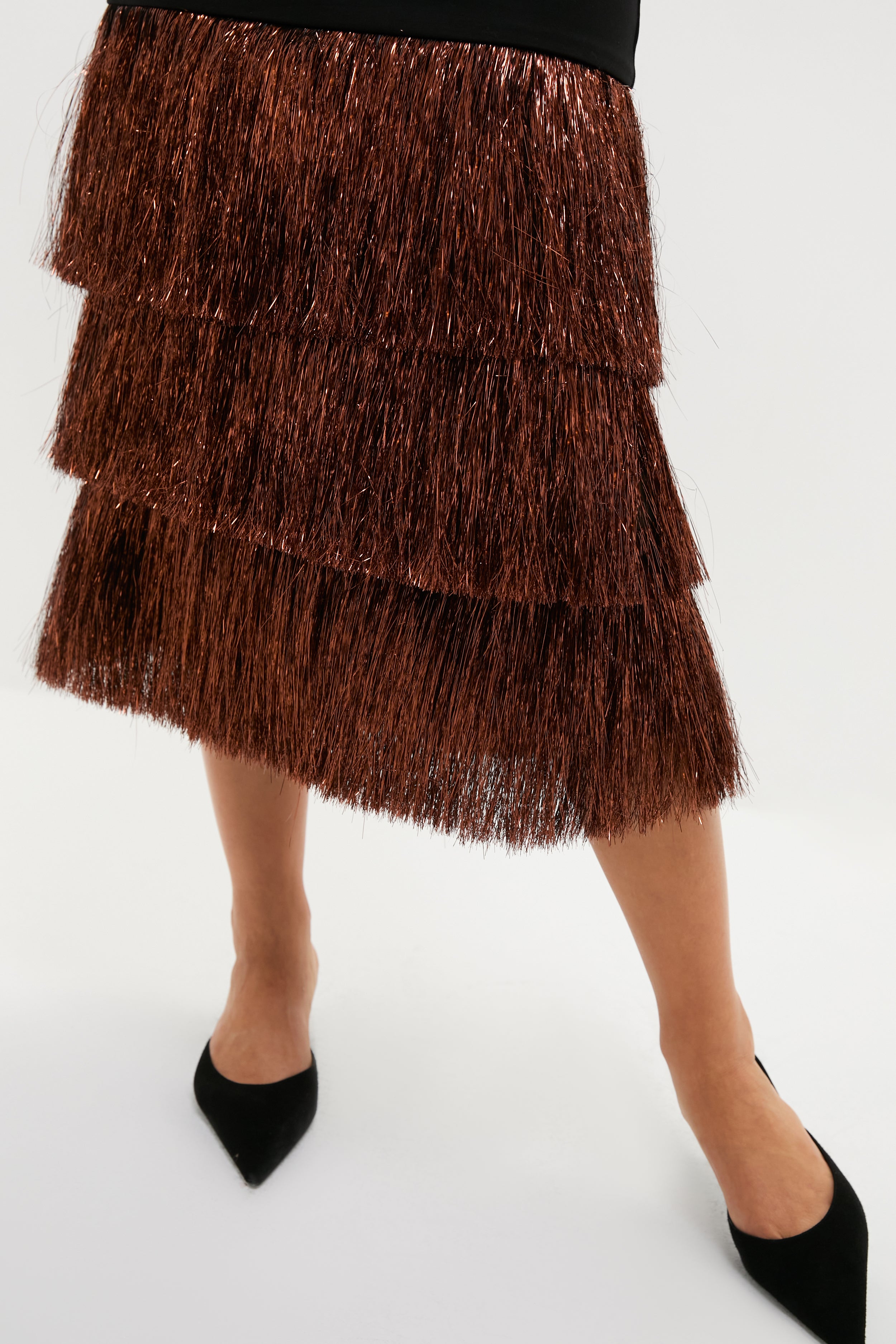 Black & Bronze Metallic Fringe Francie Short Sleeve Maxi Dress-Get Girly