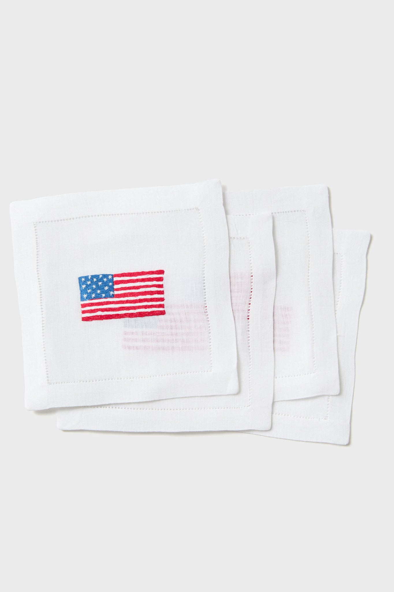 American Flag Embroidered Cocktail Napkins Set of 4-Get Girly