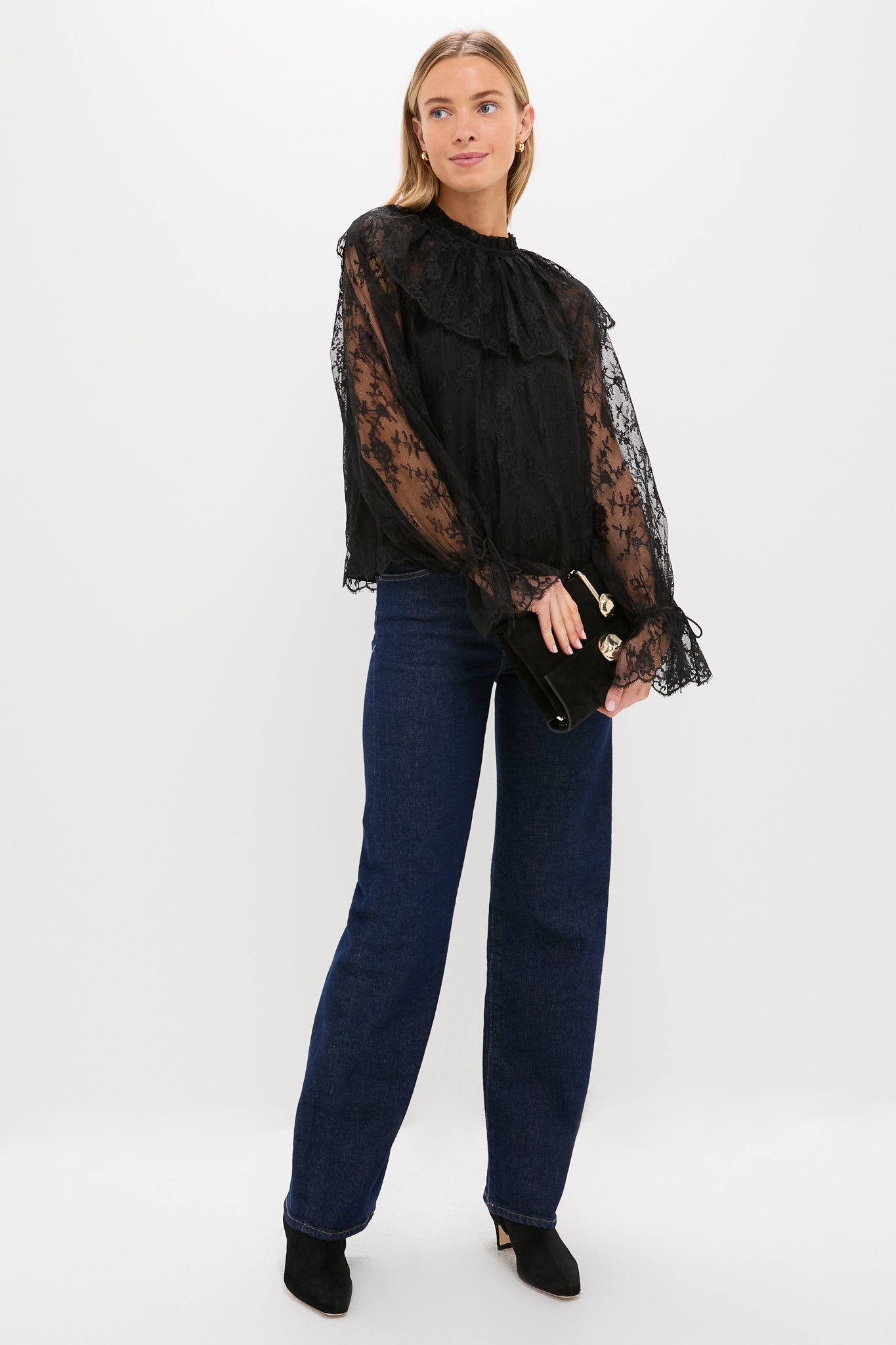 Black Casandra Lace Blouse-Get Girly