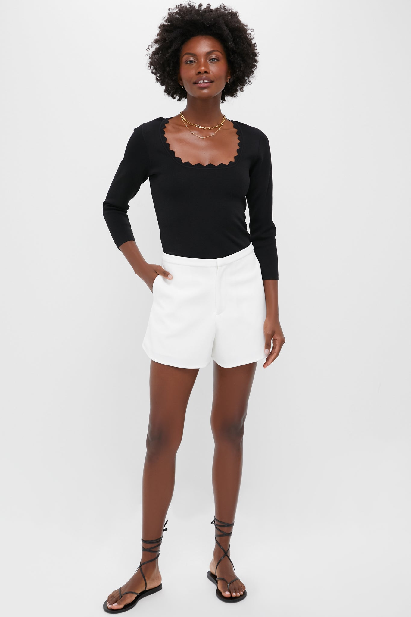 Black Ric Rac Long Sleeve Compression Top-Get Girly