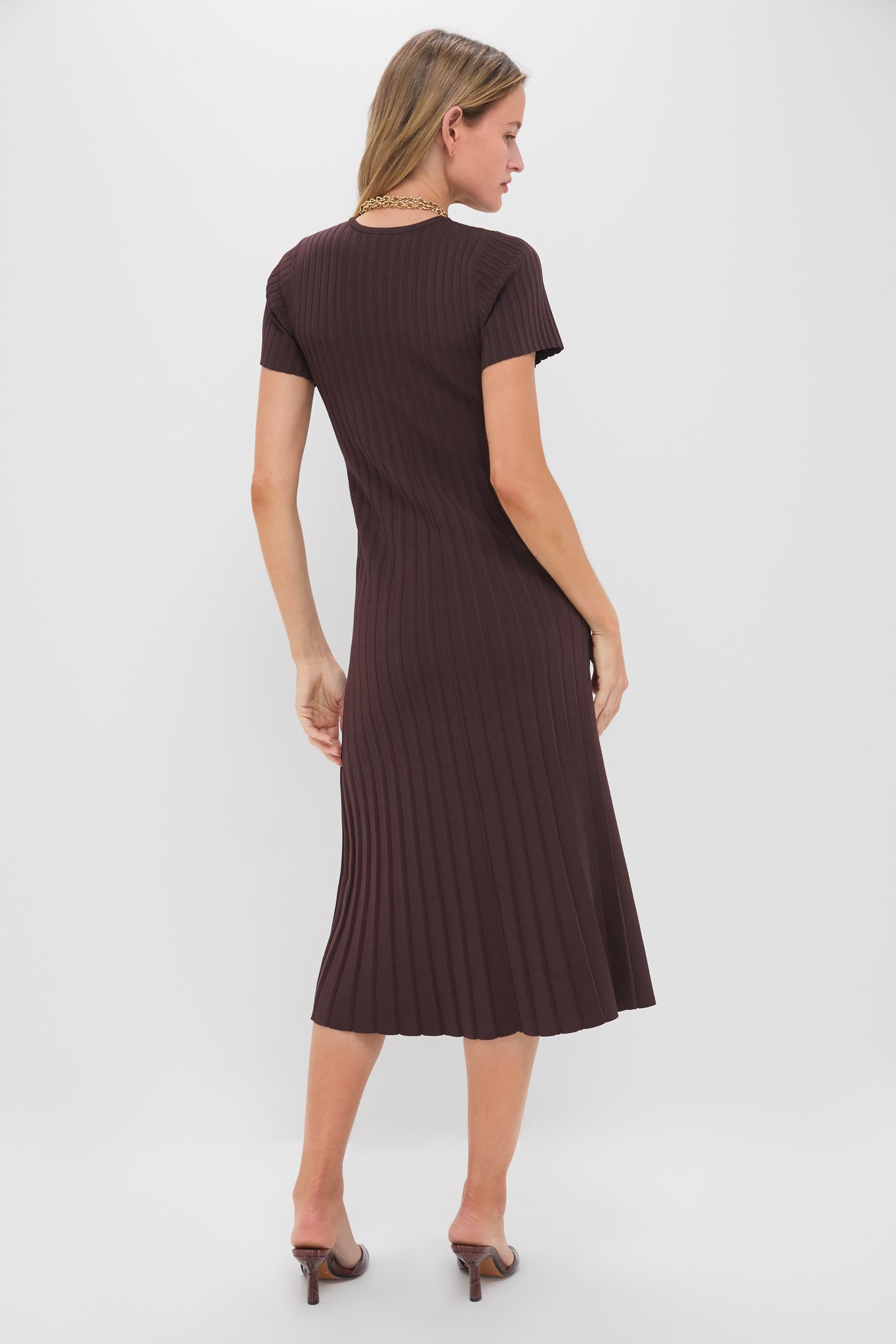 Chocolate Knit Murphy Swing Midi Dress-Get Girly