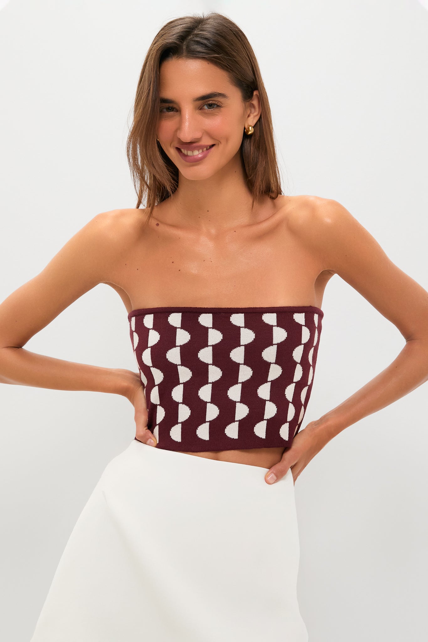 Wine and Off White Copa Knit Top-Get Girly