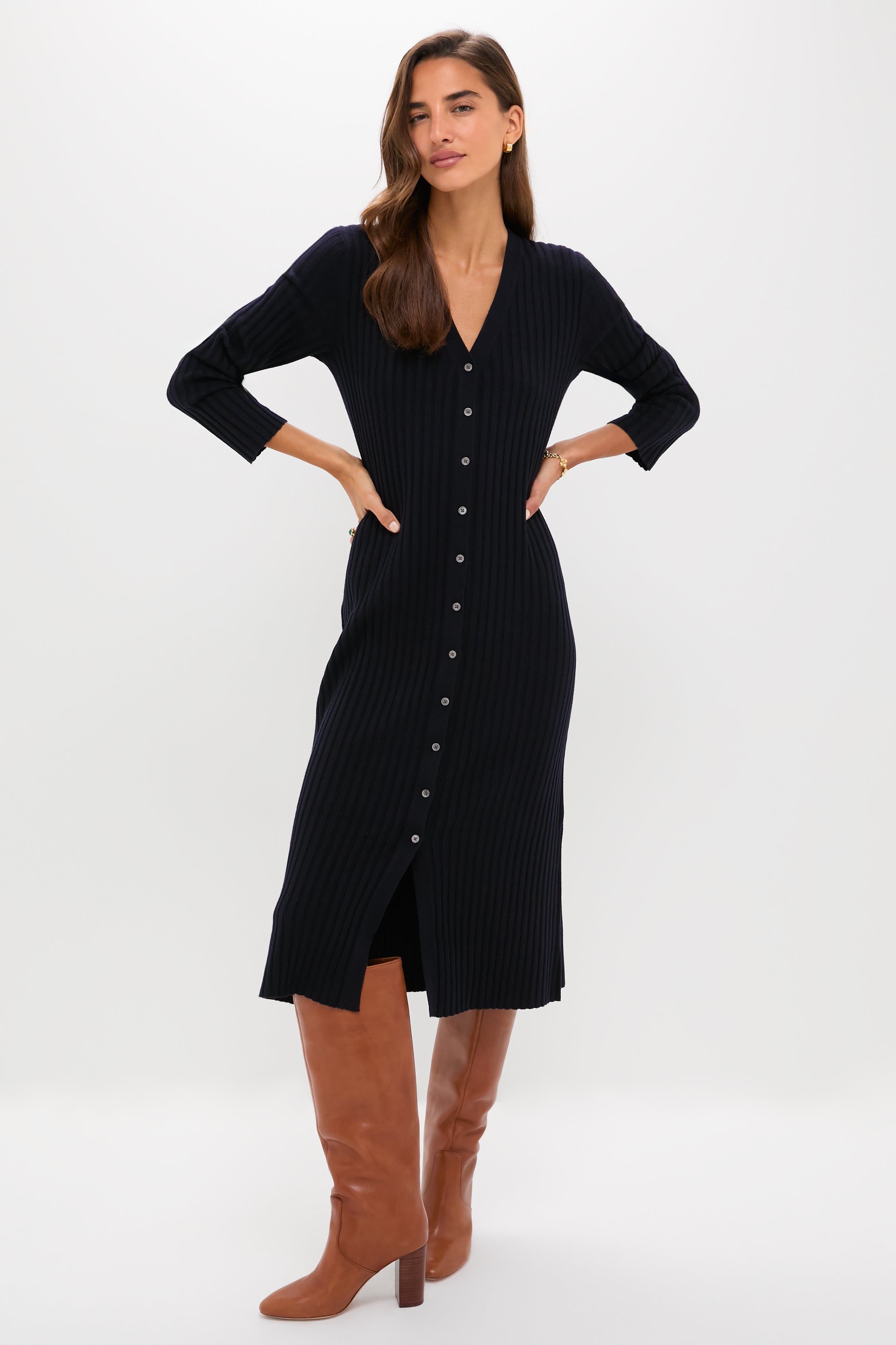 Navy Callum Sweater Dress-Get Girly