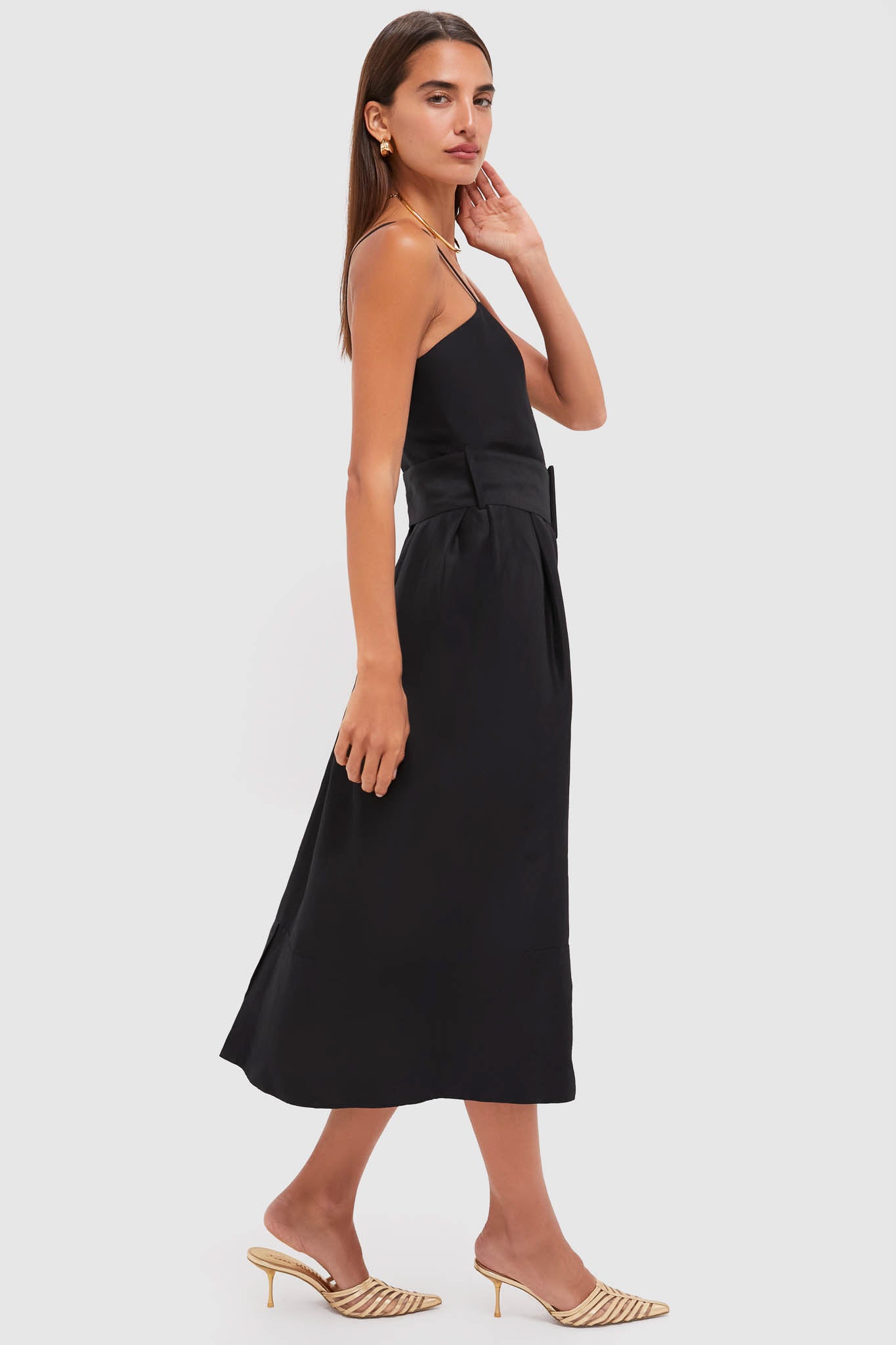 Black Artichoke Dress with Belt-Get Girly